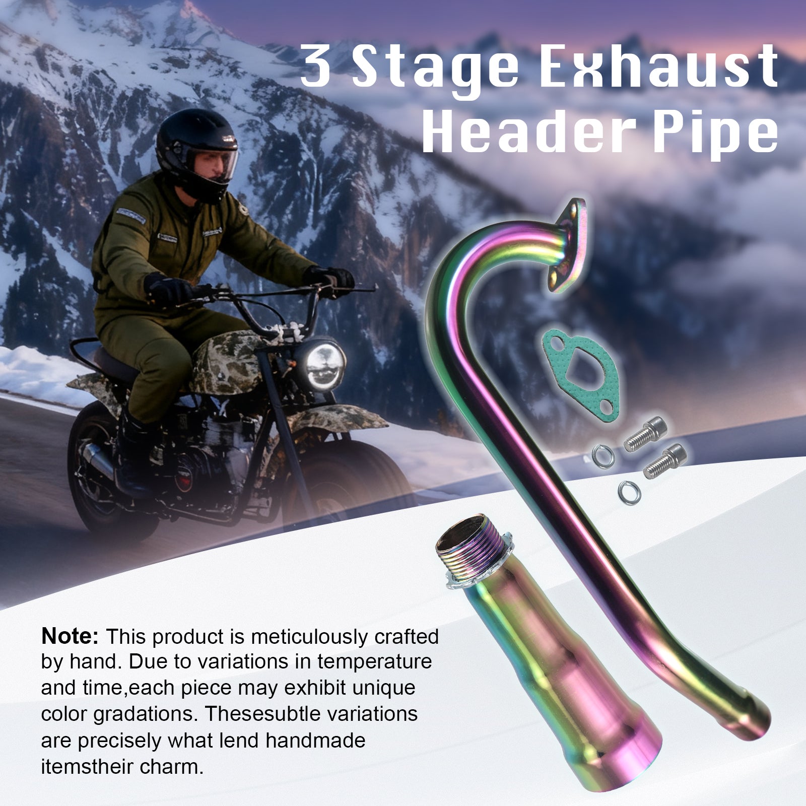 Upgraded 3 Stage Exhaust Header Pipe Colorful,For Predator 212cc 196cc Go Kart& Mini Bike, For Coleman Powersports CT200U,CT200U-EX,BT200X, For Honda GX160,GX200