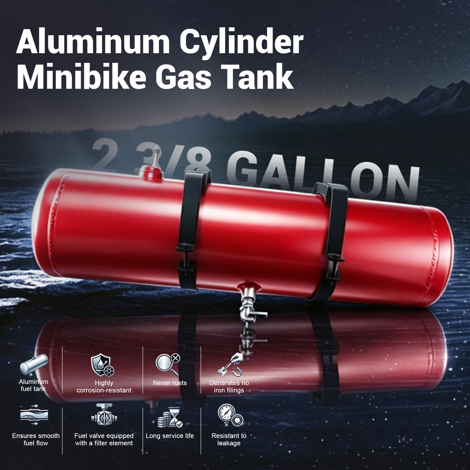 2 3/8 Gallon 6 x 22" Minibike Gas Tank