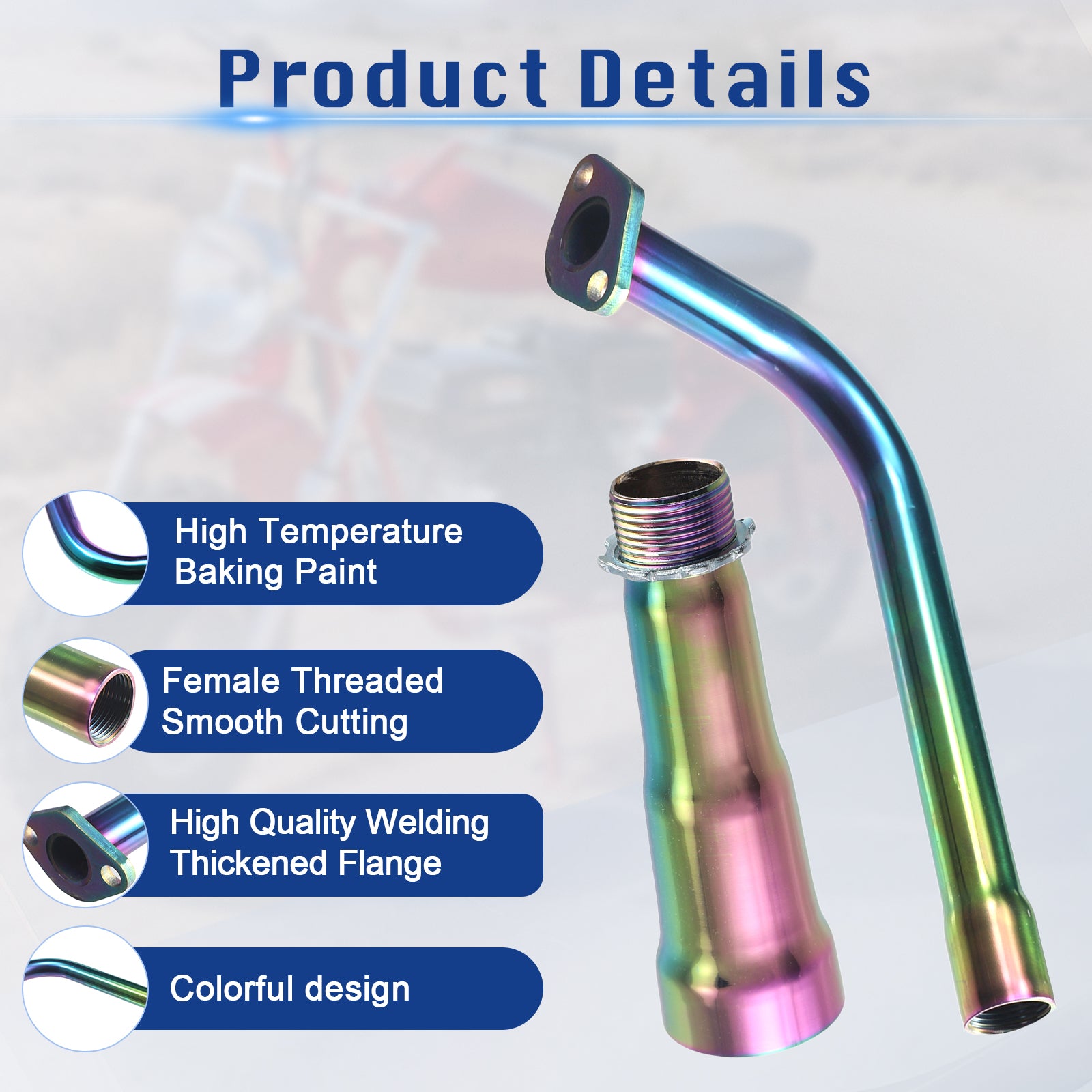 Colorful 3 Stage Exhaust Header Pipe,For Predator 212cc 196cc Go Kart& Mini Bike, For Coleman Powersports CT200U,CT200U-EX,BT200X, For Honda GX160,GX200