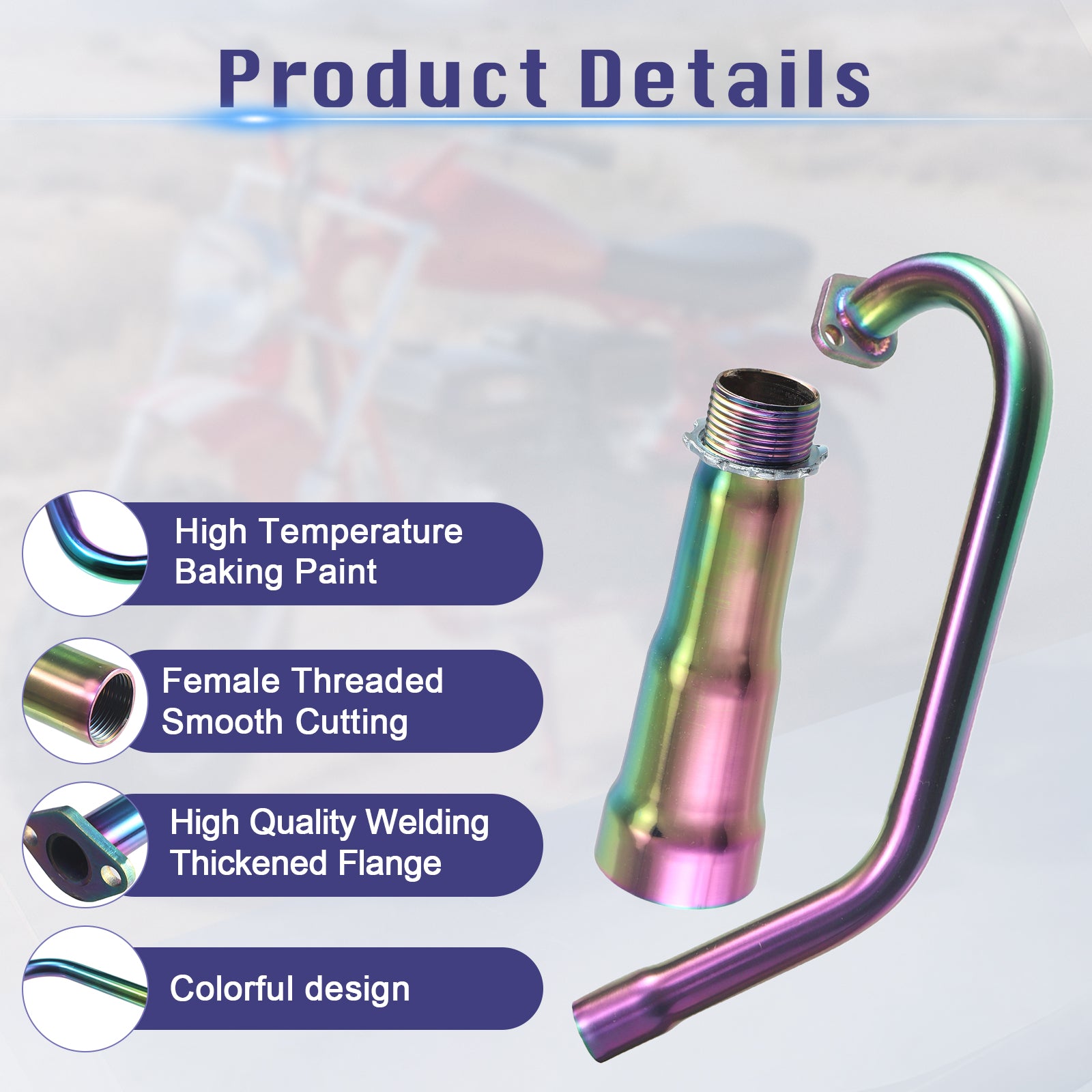 Upgraded 3 Stage Exhaust Header Pipe Colorful,For Predator 212cc 196cc Go Kart& Mini Bike, For Coleman Powersports CT200U,CT200U-EX,BT200X, For Honda GX160,GX200