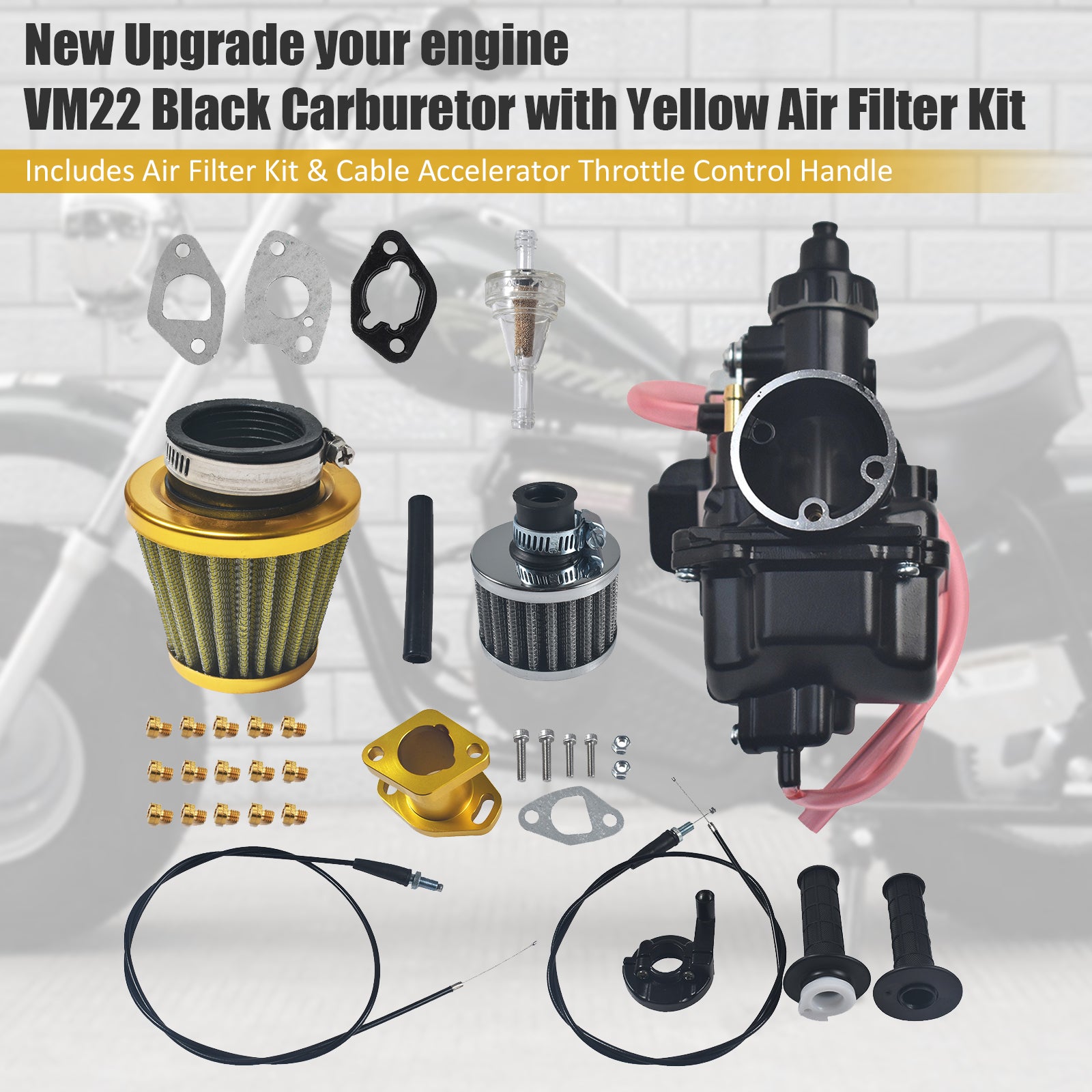 VM22 Carburetor 38mm Air Filter Yellow Kit For Predator 212cc 196cc CT200U KT196