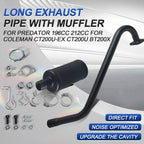 212cc Long Exhaust Pipe with Muffler Fit for Predator 224cc 196cc Mini Bike Coleman CT200U BT200X CT200U-EX Baja Warrior MB200 Axis M200 GX200 6.5hp Clone Engine KT196 Go Kart Parts
