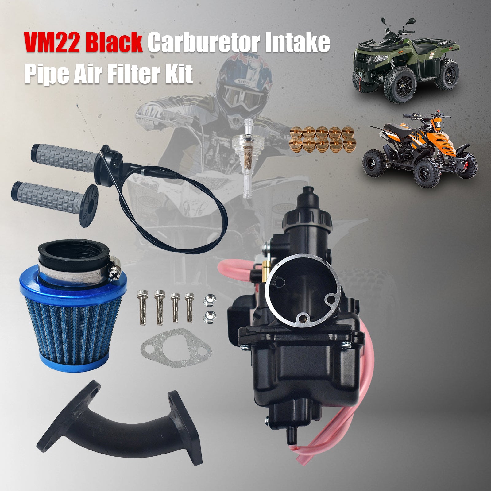 VM22 Blue Carburetor Intake Air Filter For Predator 212cc 196cc KT196 Go Kart
