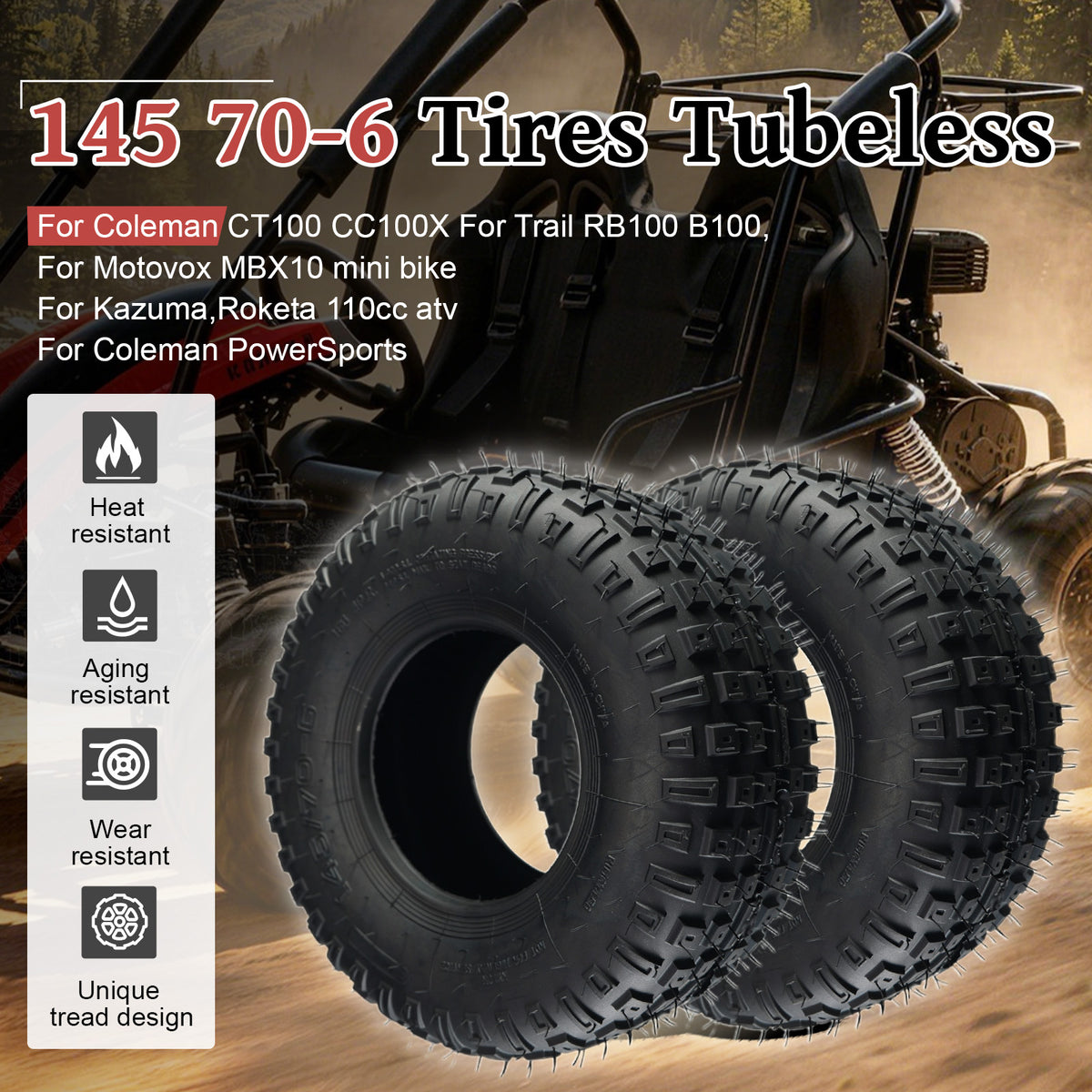 145/70-6 Tires Tubeless