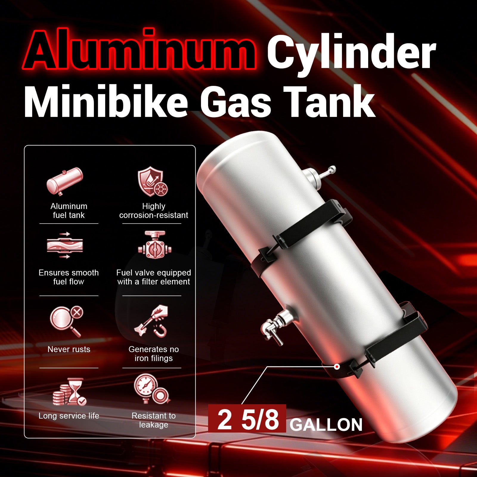 2 5/8 Gallon 6 x 24" Mini Bike Gas Tank