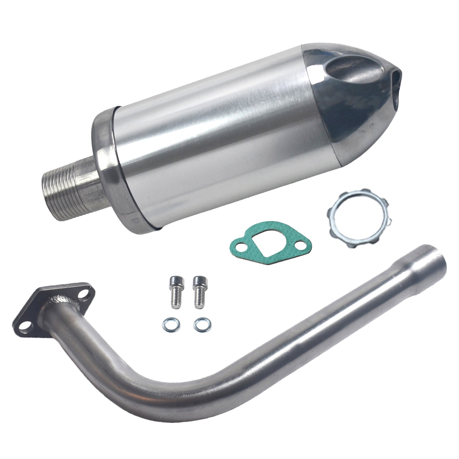 Exhaust Muffler Kit For Coleman Powersports CT200U BT200X KT196 MB200,For Honda GX160 GX200，For Predator 212cc 196cc/6.5HP Gas Mini Bike Go Kart Performance Parts Silver