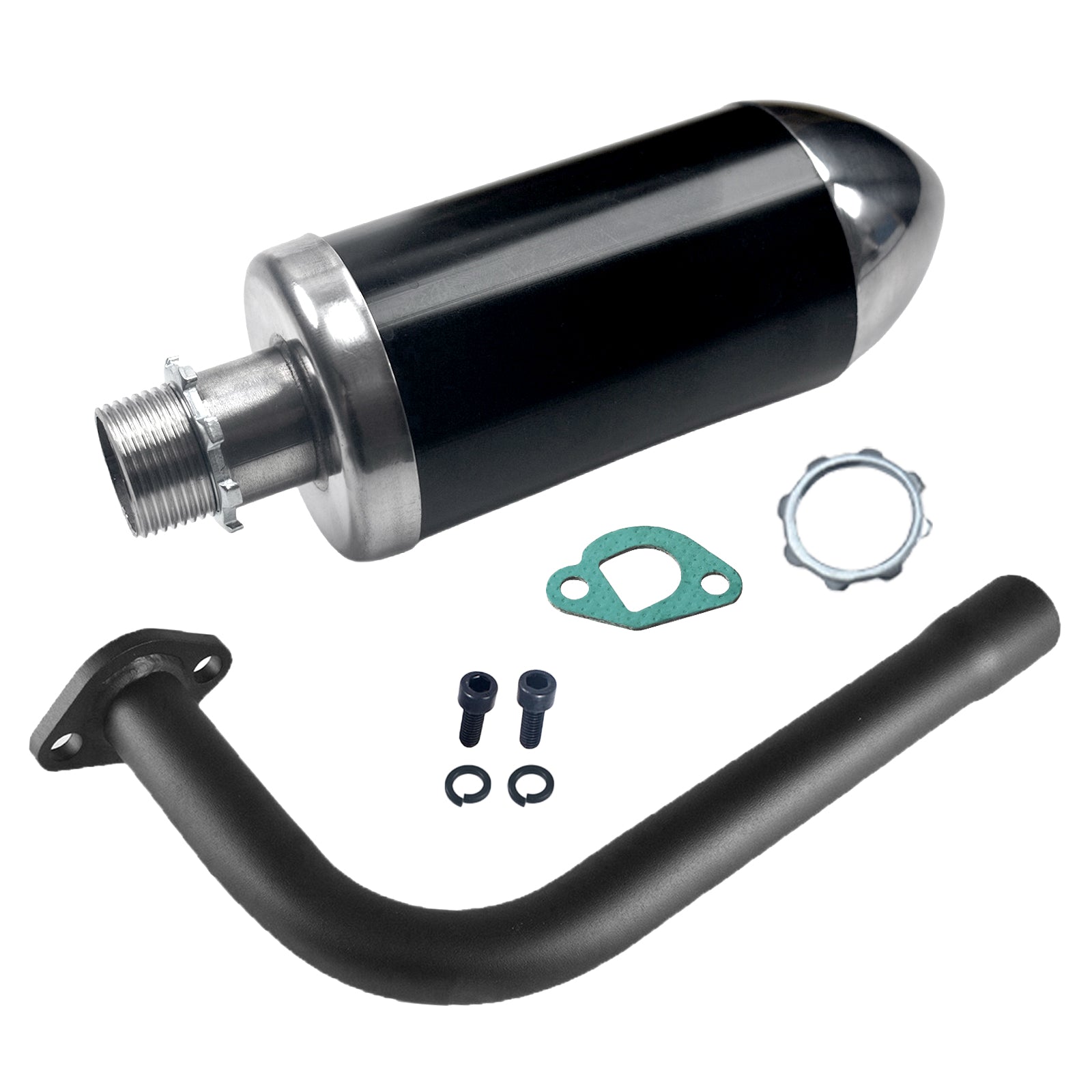 Exhaust Muffler Kit For Coleman Powersports CT200U BT200X KT196 MB200,For Honda GX160 GX200，For Predator 212cc 196cc/6.5HP Gas Mini Bike Go Kart Performance Parts Black