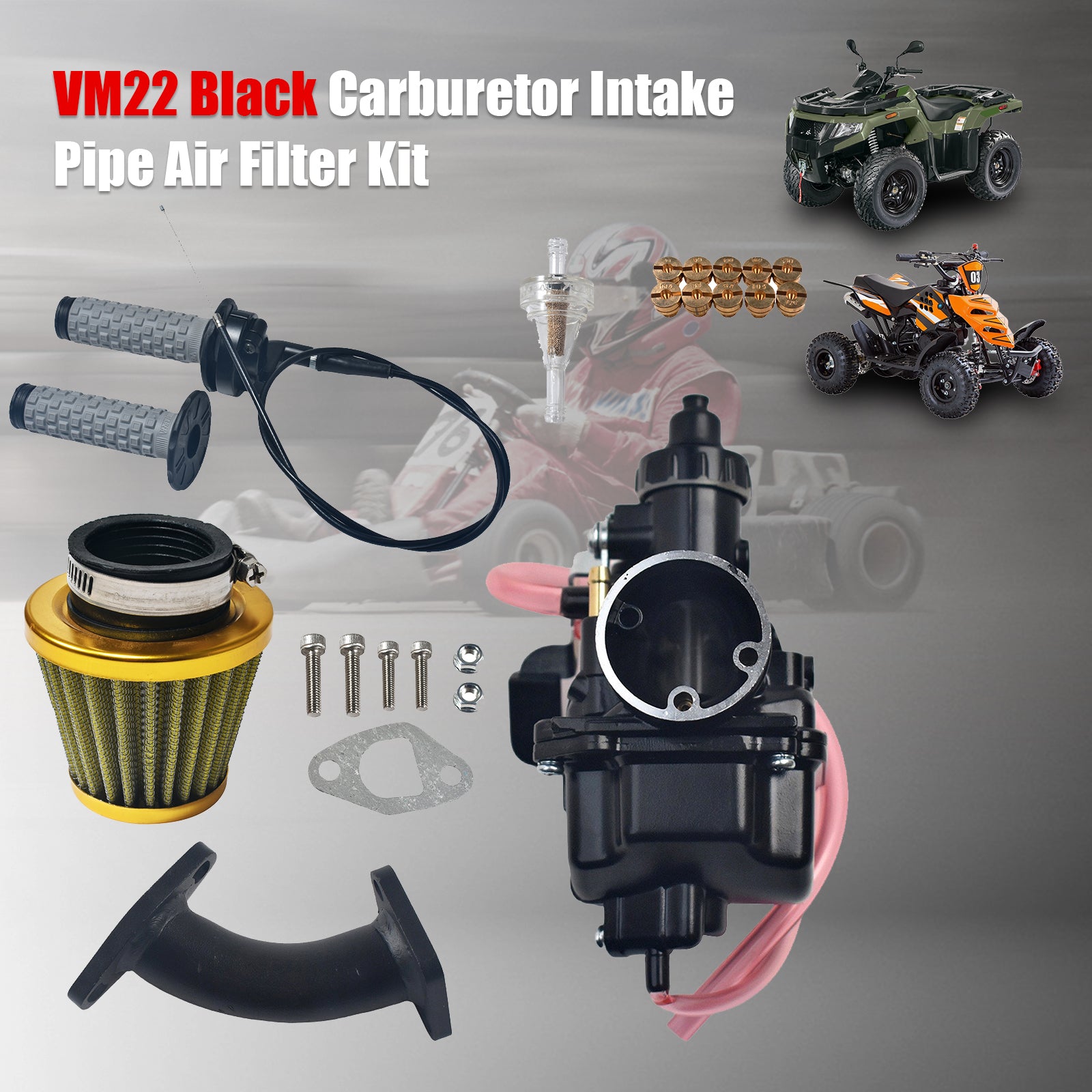 VM22 Yellow Carburetor Intake Air Filter For Honda GX200 GX160 CT200U Go Kart
