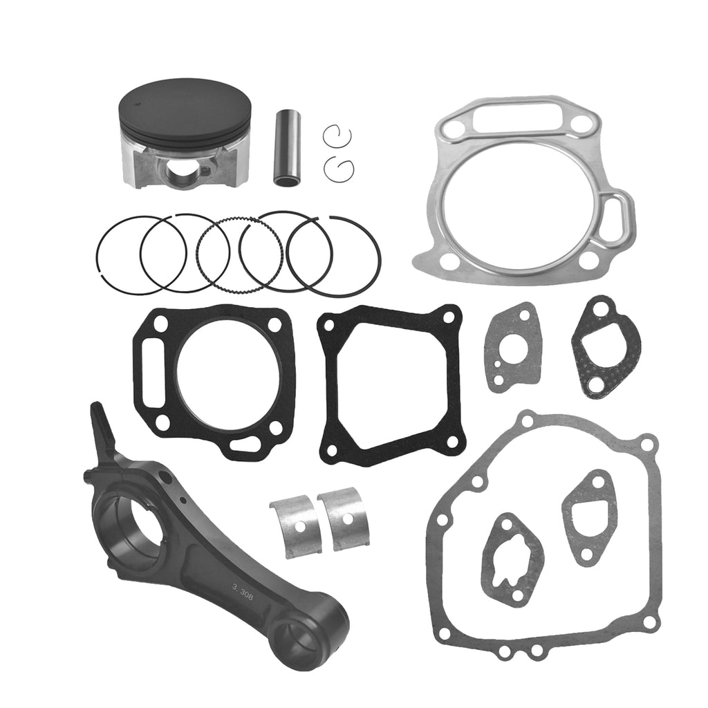 3.308" Billet Aluminum Connecting Rod With 70mm Ceramic Coated Flat Top Piston .550 Gaskets For Predator 212cc Hemi/Non-Hemi Engines Go Kart Parts