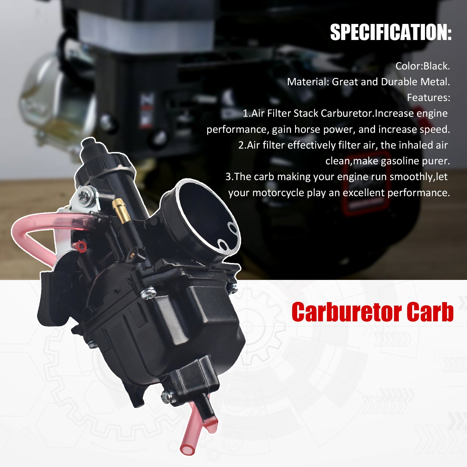 VM22 Carburetor Air Filter Black For Predator 212CC 196cc CT200U Moto Mini Bike