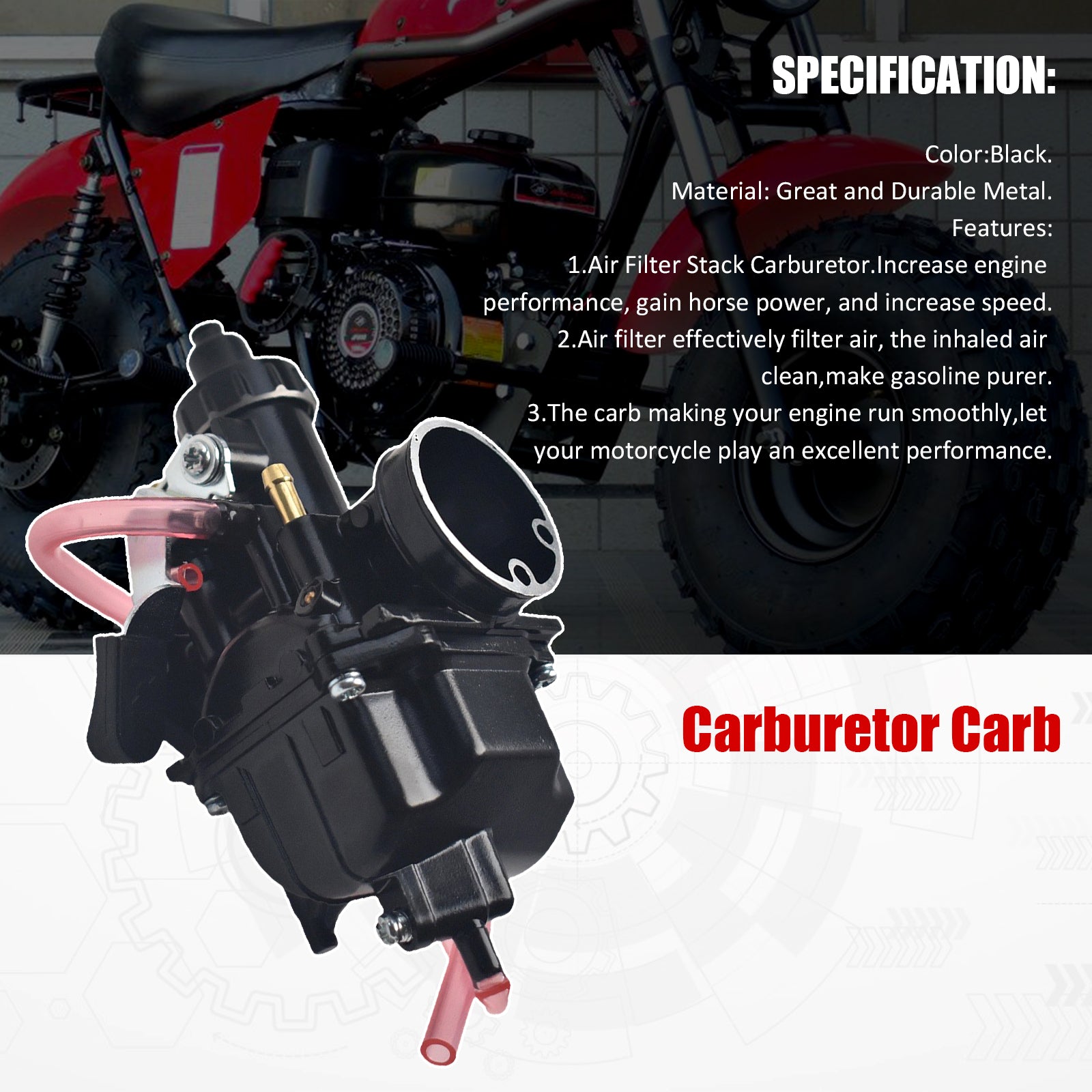 VM22 Carburetor 52" Throttle Cable For Predator 212cc 196cc CT200U Mini Bike