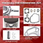 Billet Rod（3.308） Kit 70mm Ceramic Coated Flat Top Piston .550 for the Harbor Freight Predator 212cc Hemi and Non-Hemi versions Engine.