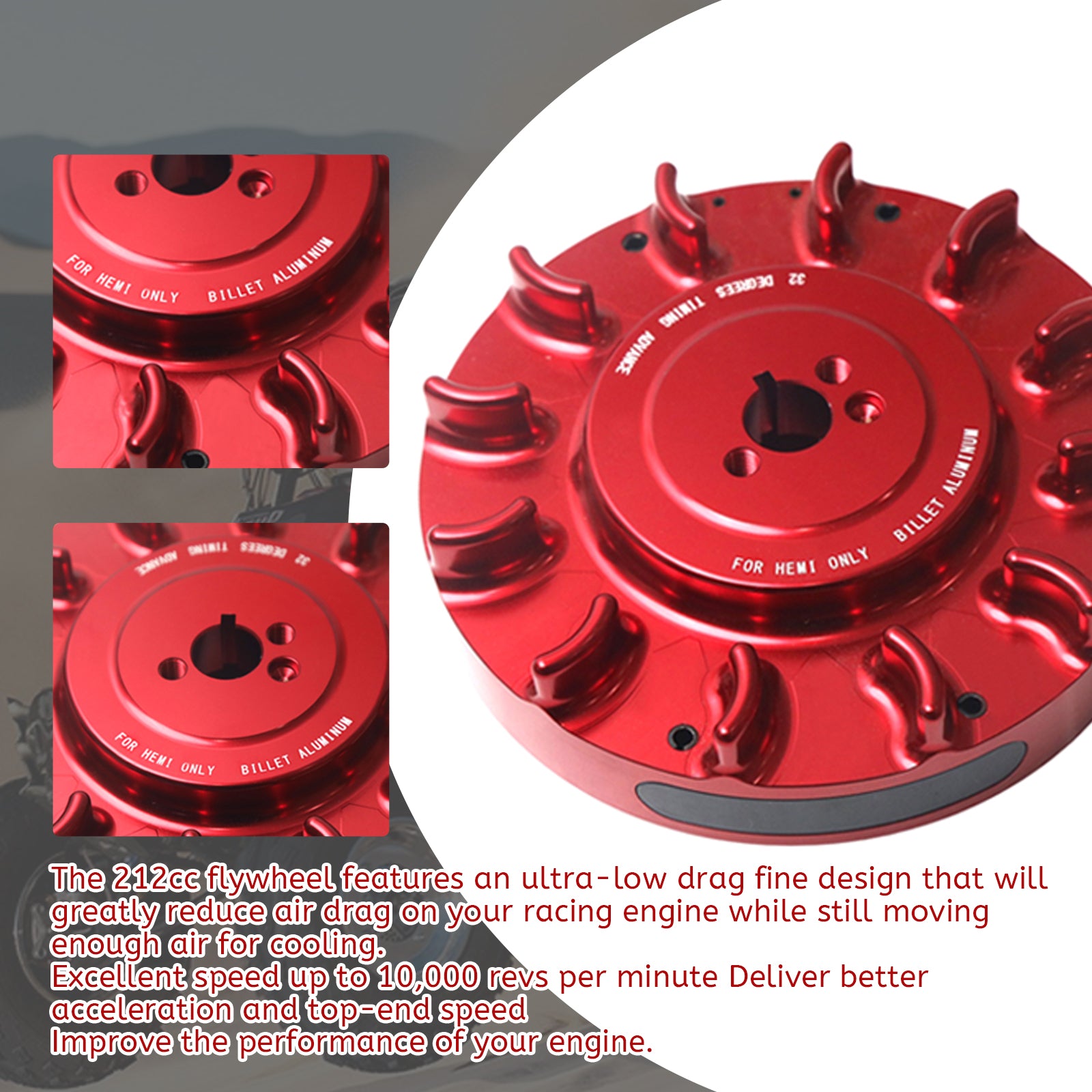 Speedway Billet Flywheel For Predator 212cc Hemi 3.33lb 32° Timing Advance Red