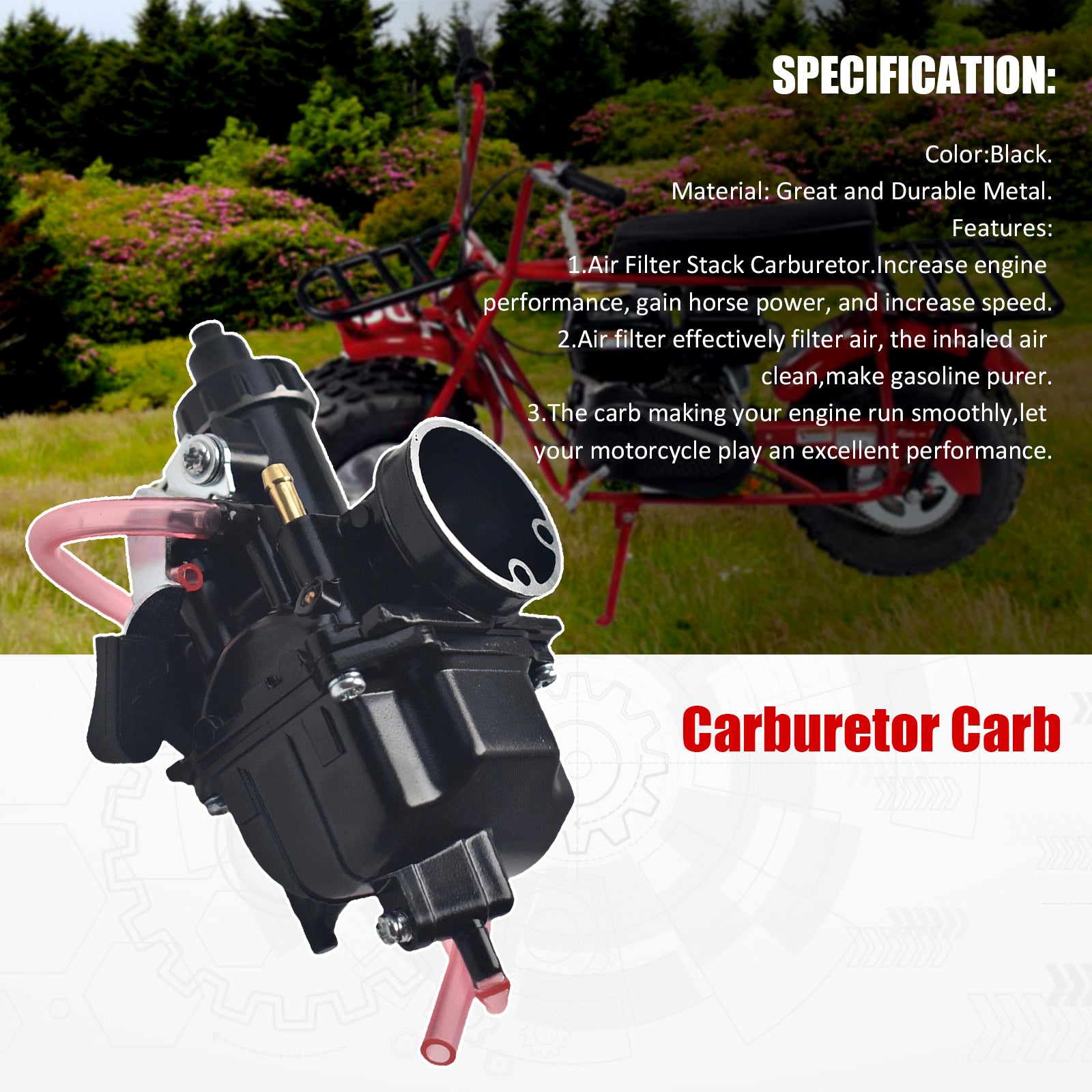 VM22 Carburetor Air Filter Red For Predator 212cc 196cc CT200U Moto Mini Bike