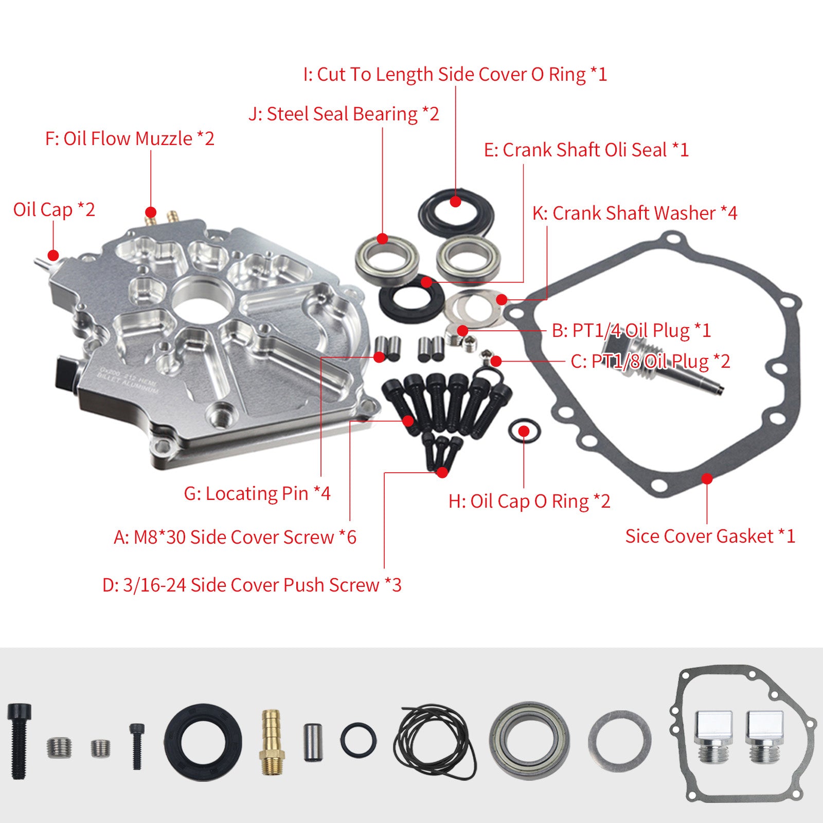 Dual Bearing Billet Crankcase Side cover Hemi
