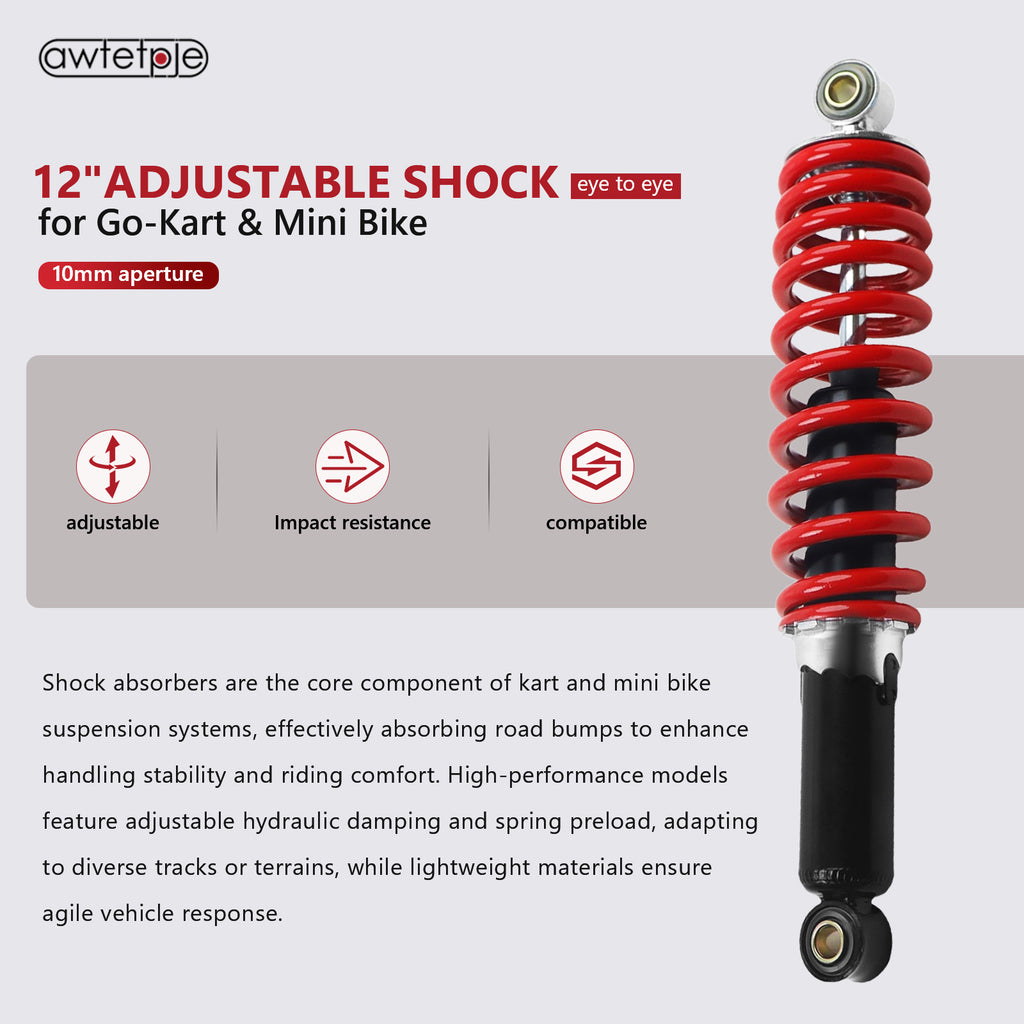 12" Adjustable Shock 10mm ID /12mm ID for Go Kart Minibike