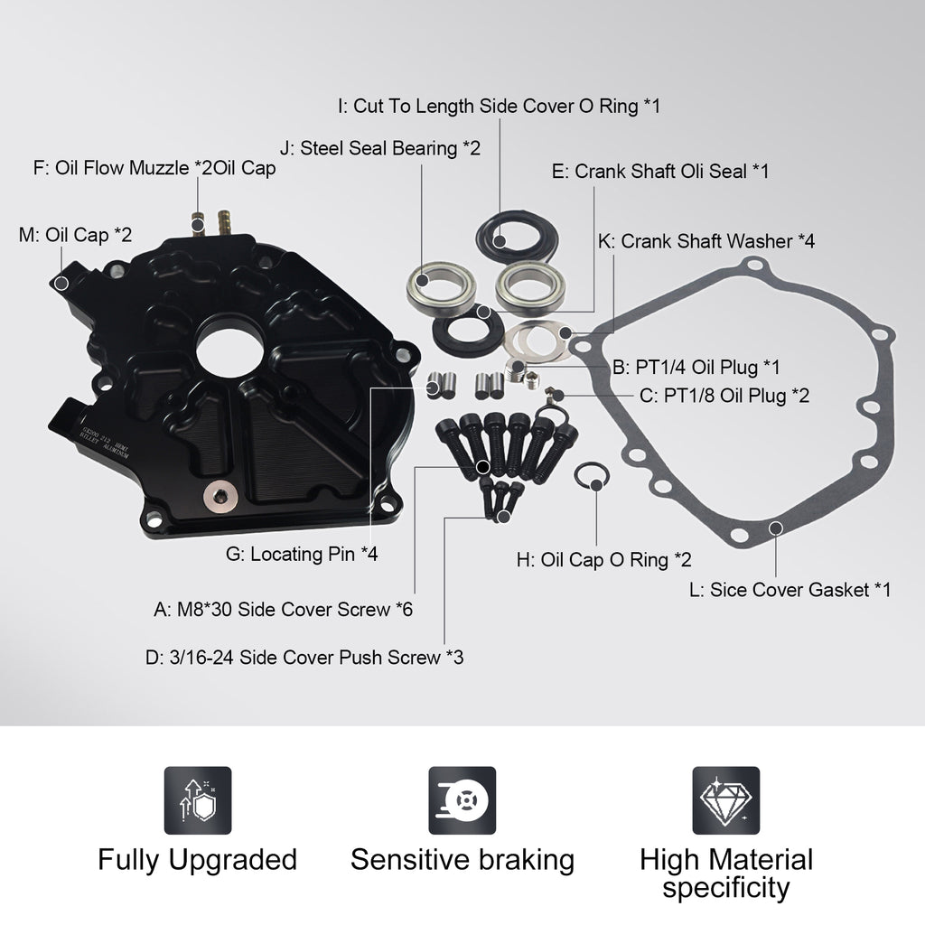 Dual Bearing Billet Crankcase Side cover Hemi