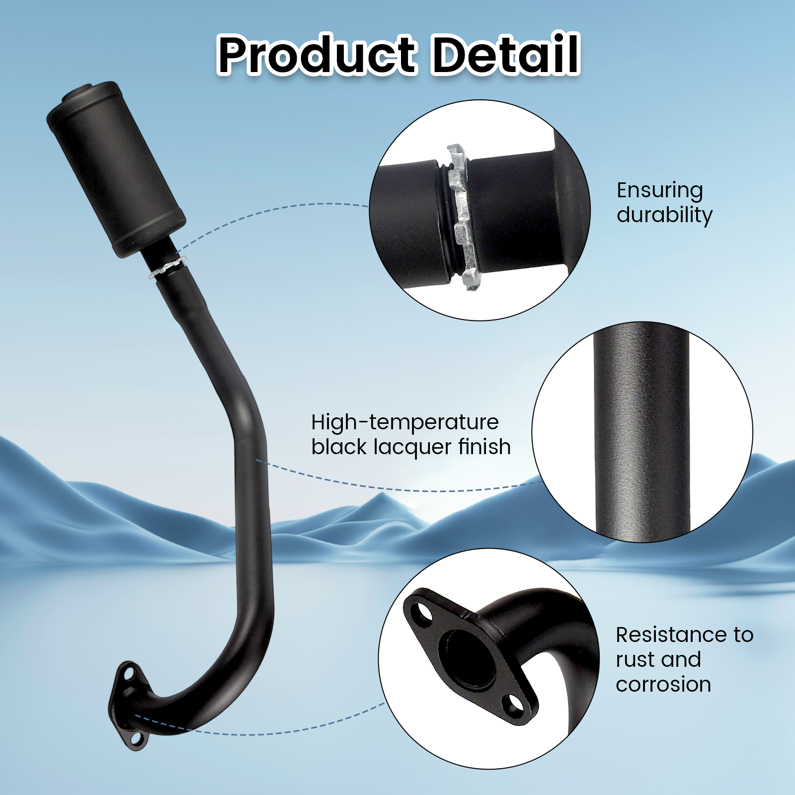 Upgrade Right Long Exhaust Pipe With Muffler For Coleman CT100U CC100X 98cc For FRP GMB100 Mini Bike For Predator 79cc 3hp Engine Mini Bike Black