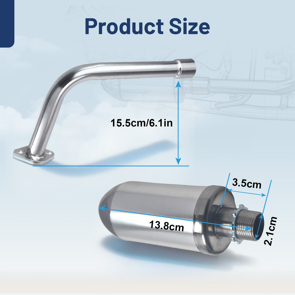 Exhaust Pipe female thread With Muffler For Predator 196cc 212cc for GX160 GX200 Engine for Coleman Bt200x Go Kart Mini Bike Performance Parts Silver