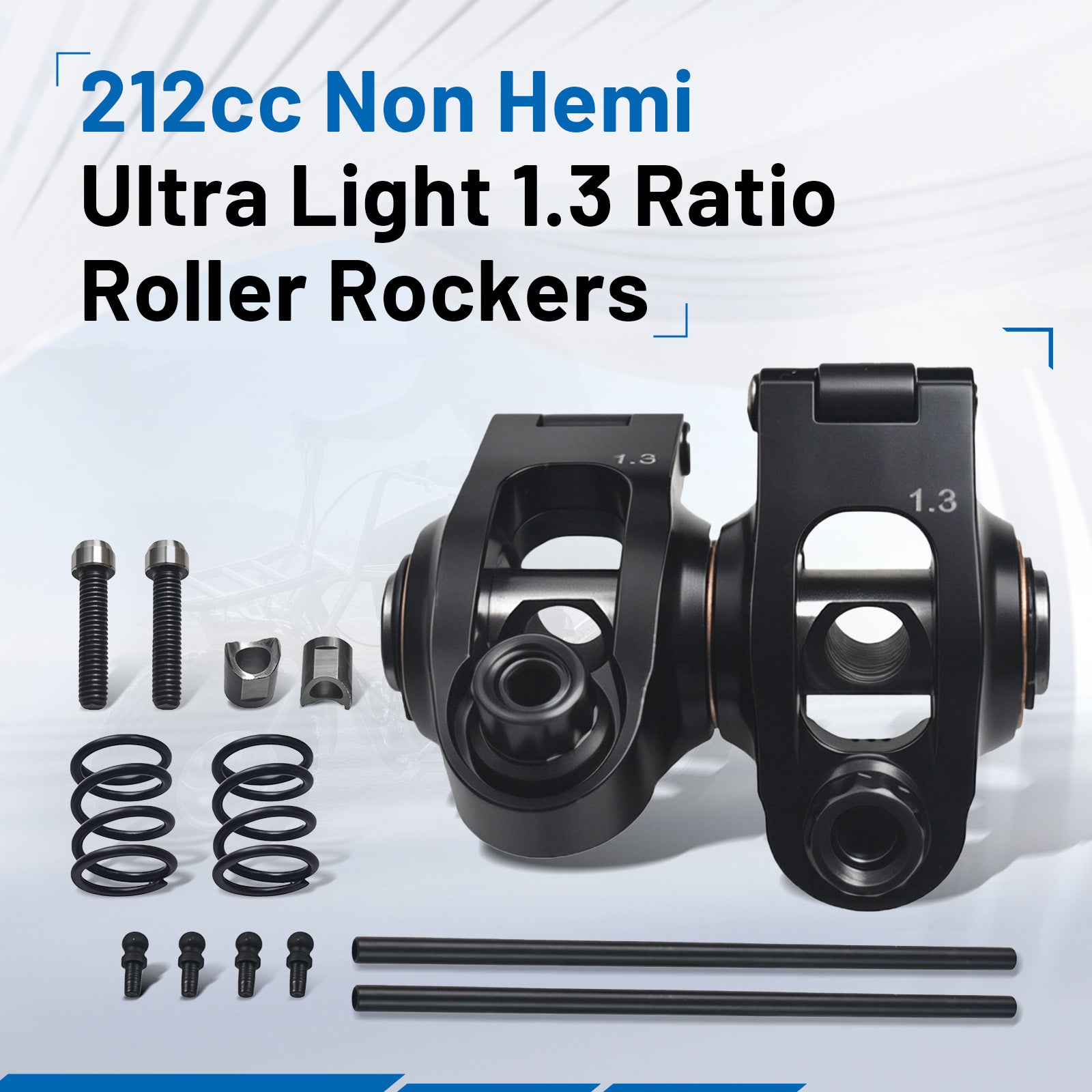Ultra Light 1.3 Ratio Roller Rockers Kit For Predator 212cc Non Hemi For Honda GX200 Clone Engines with Chromoly Pushrods and Valve Springs