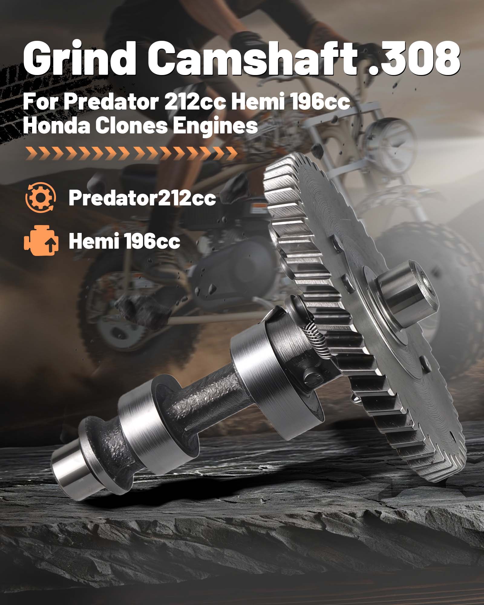 Stage4 .308 Grind Camshaft  For Predator 212cc Non-Hemi /Hemi Engine