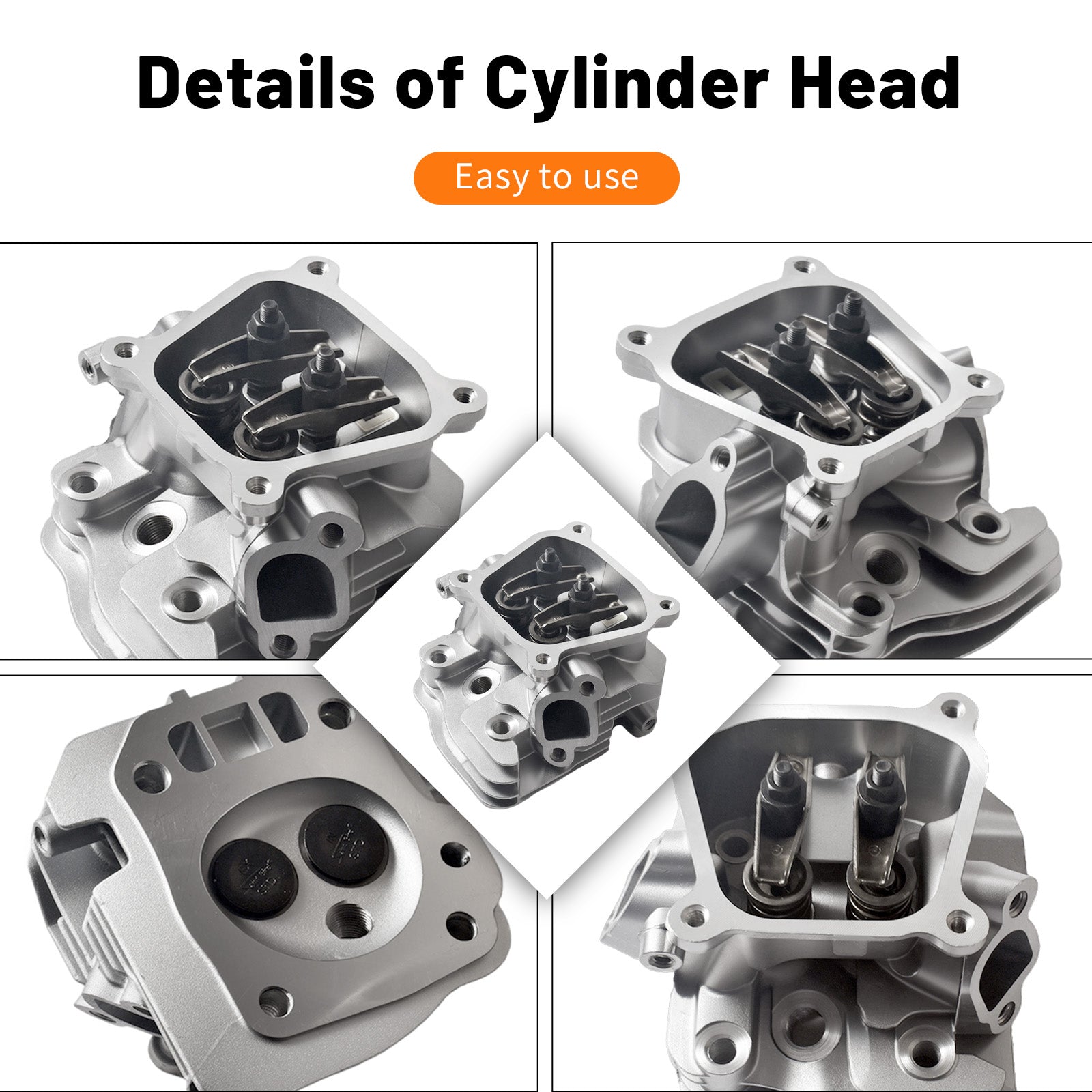 Assembled CNC Cylinder Head Valve Cover Kit for Honda GX160 GX200 for Predator 212cc Non-Hemi Engines, with Gaskets & Spark Plug Fits Generators, Water Pumps, Pressure Washers