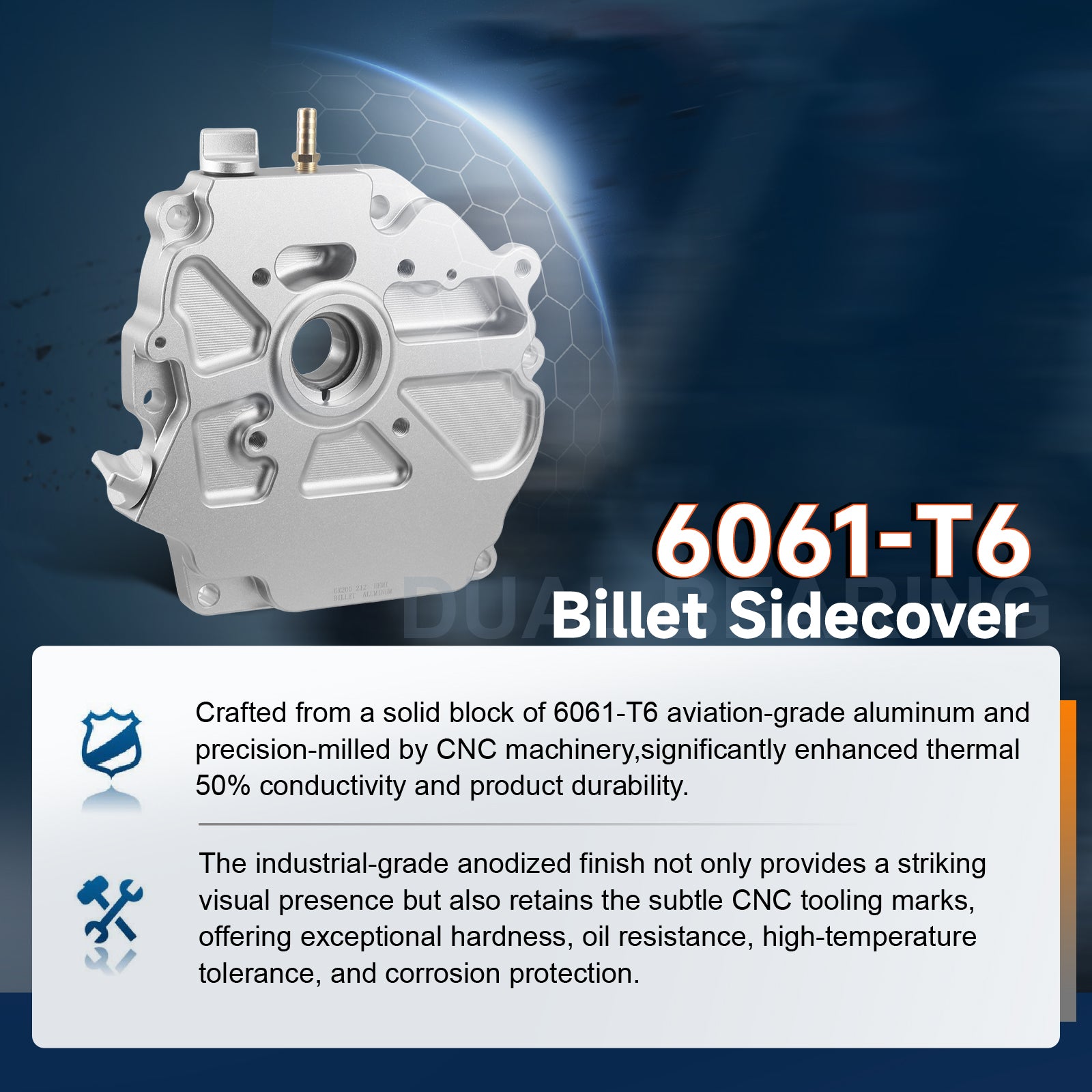 Upgraded Dual Bearing Billet Aluminum Sidecover