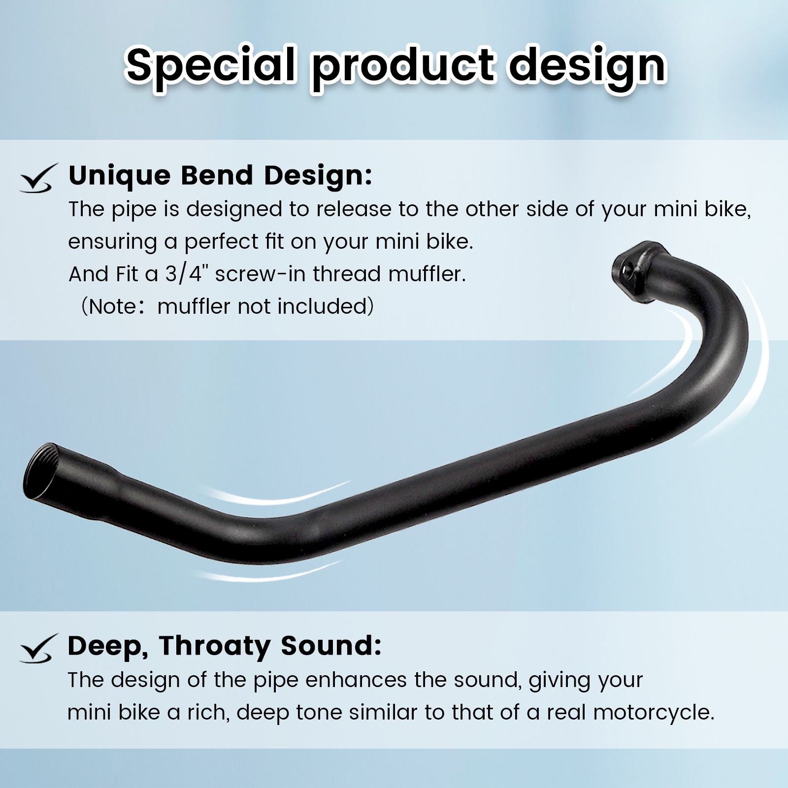 Upgrade Right Long Exhaust Pipe With Muffler For Coleman CT100U CC100X 98cc For FRP GMB100 Mini Bike For Predator 79cc 3hp Engine Mini Bike Black