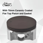3.303" Billet Aluminum Connecting Rod With 70mm Ceramic Coated Flat Top Piston .550 Gaskets For Honda GX200 Clone Engines Go Kart Parts