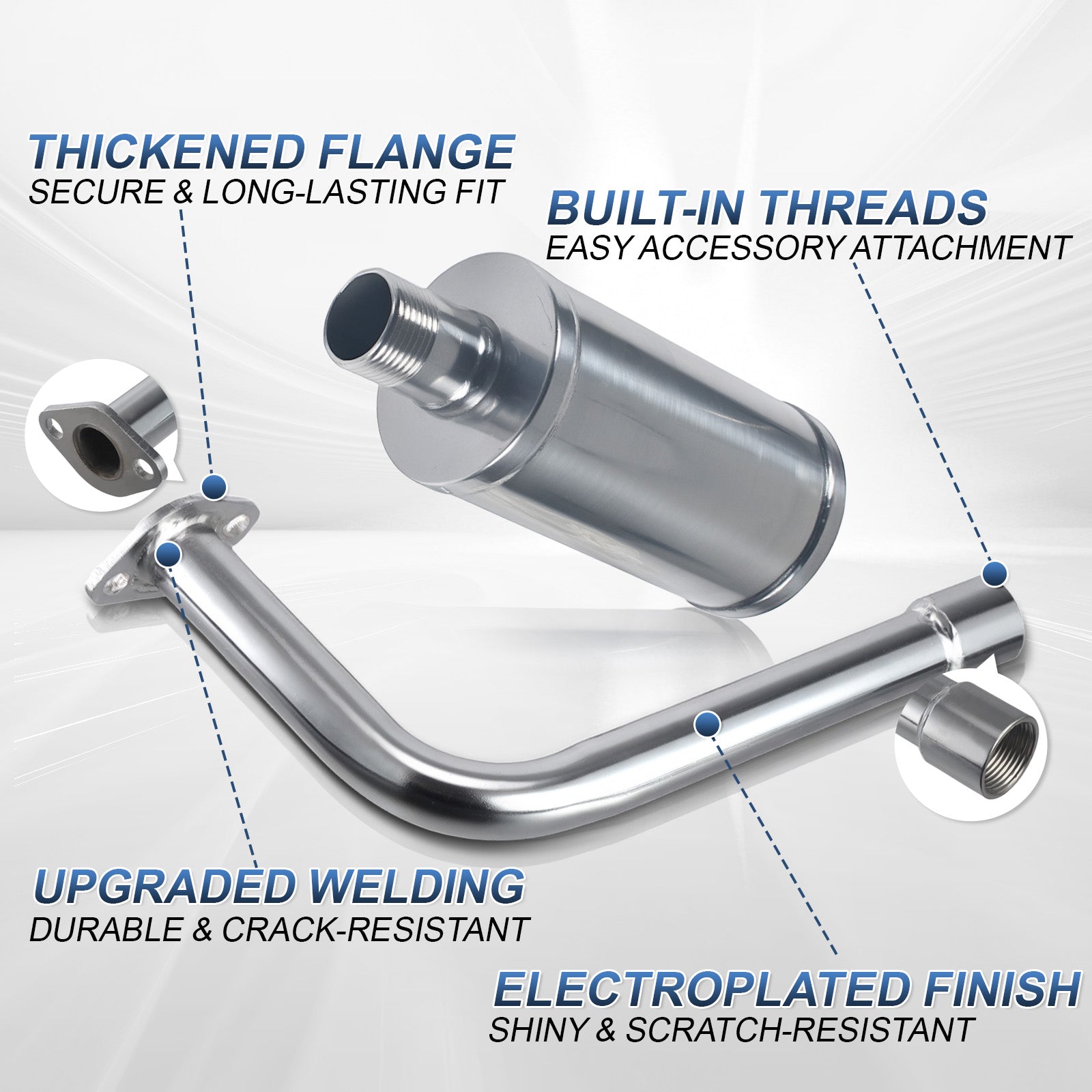 Exhaust With Muffler For Predator 212cc 196cc 6.5HP for Honda GX160 GX200 for Coleman CT200U BT200X CT200u-ex Mini Bike Go Kart part sliver