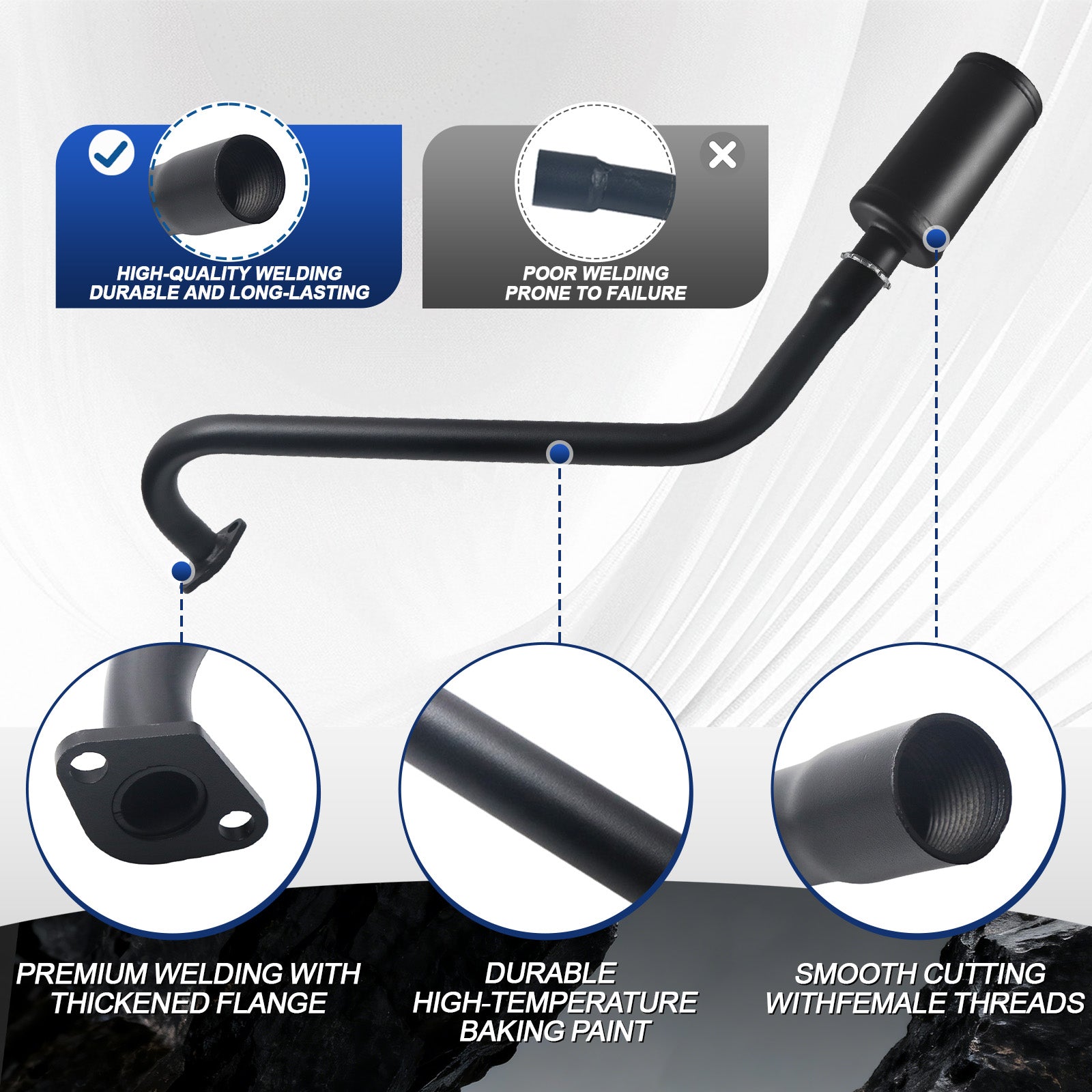 212cc Long Exhaust Pipe with Muffler Fit for Predator 224cc 196cc Mini Bike Coleman CT200U BT200X CT200U-EX Baja Warrior MB200 Axis M200 GX200 6.5hp Clone Engine KT196 Go Kart Parts