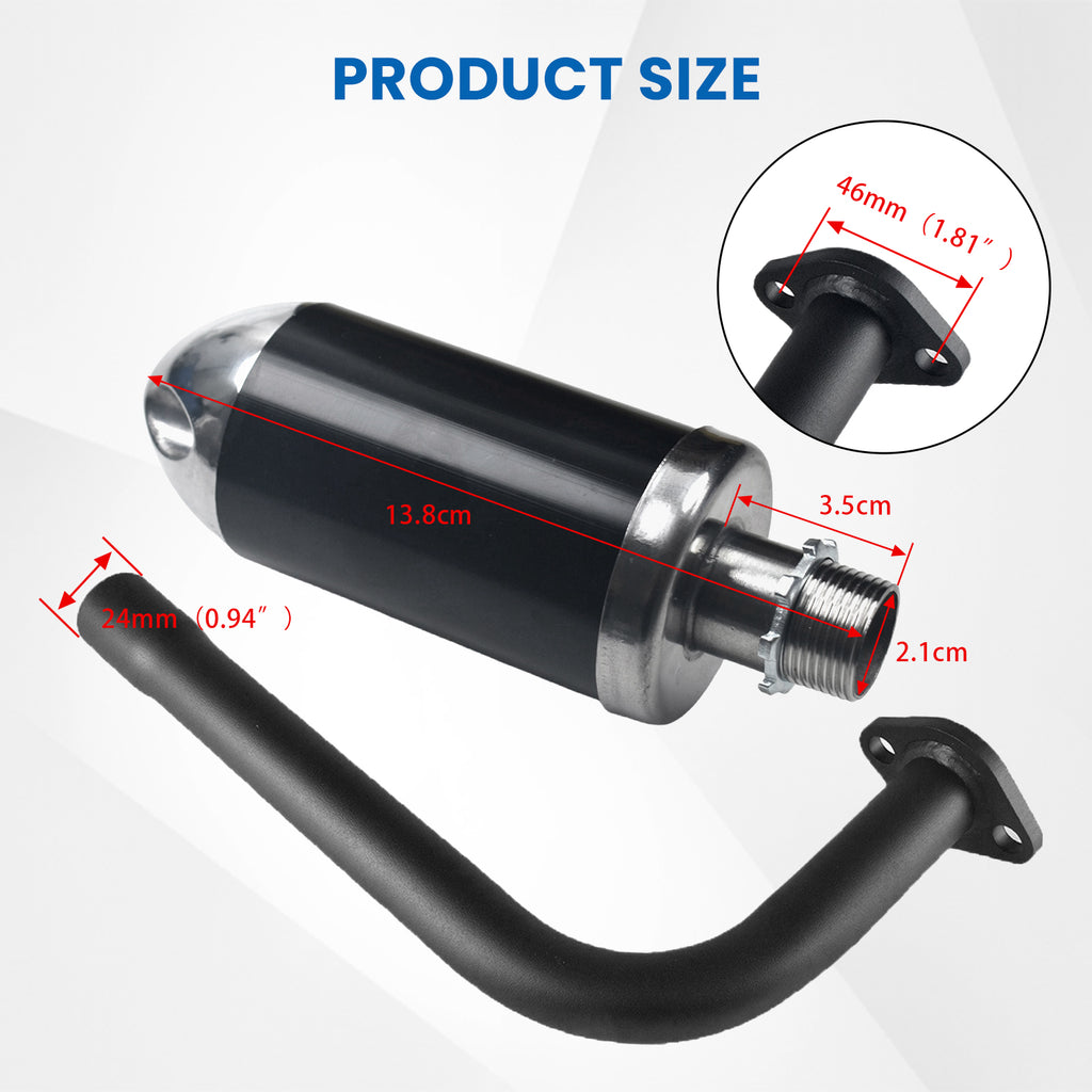 Exhaust Muffler Kit For Coleman Powersports CT200U BT200X KT196 MB200,For Honda GX160 GX200，For Predator 212cc 196cc/6.5HP Gas Mini Bike Go Kart Performance Parts Black
