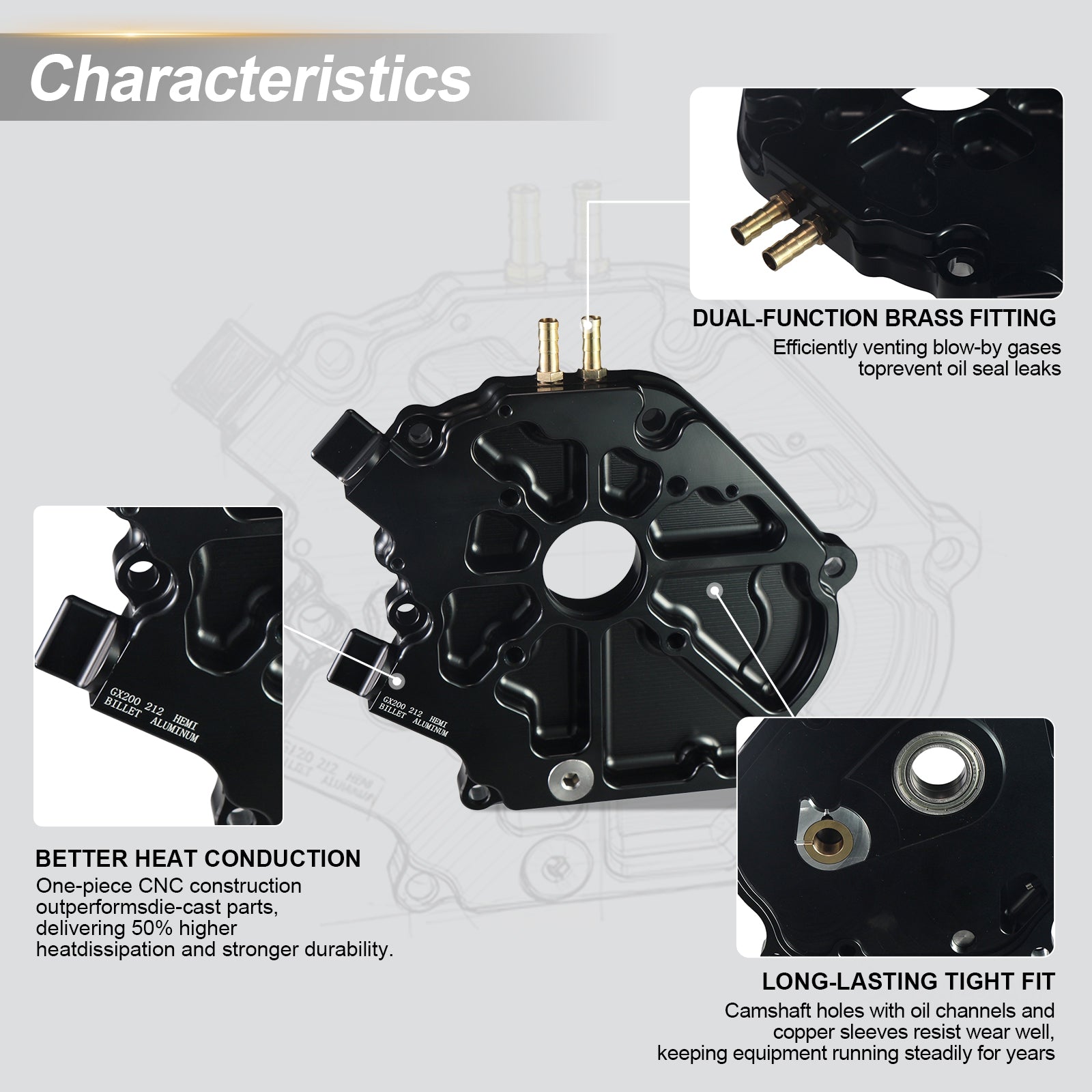 Dual Bearing Billet Crankcase Side cover Hemi