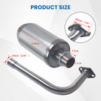 Exhaust Muffler Kit For Coleman Powersports CT200U BT200X KT196 MB200,For Honda GX160 GX200，For Predator 212cc 196cc/6.5HP Gas Mini Bike Go Kart Performance Parts Silver