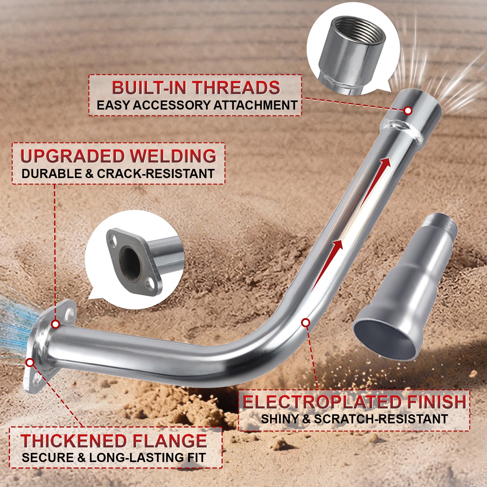 212cc exhaust with 3 Stage exhaust tip For Predator 212cc 196cc 6.5HP for Honda GX160 GX200 for Coleman CT200U BT200X CT200u-ex Mini Bike Go Kart part sliver