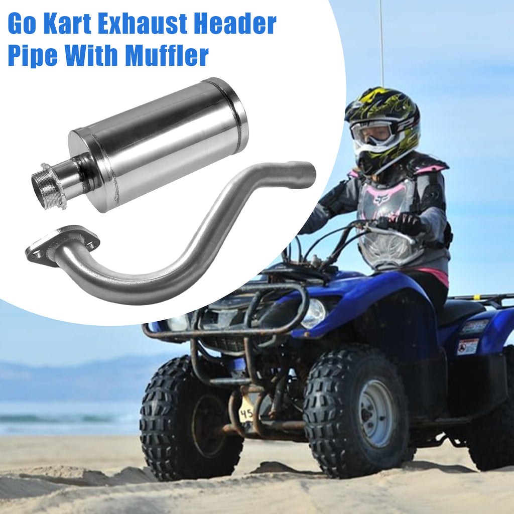 Exhaust Header Pipe With Muffler for Predator 196cc 212cc GX160 GX200 Go Kart，for Manco Yerf Dog Go Kart