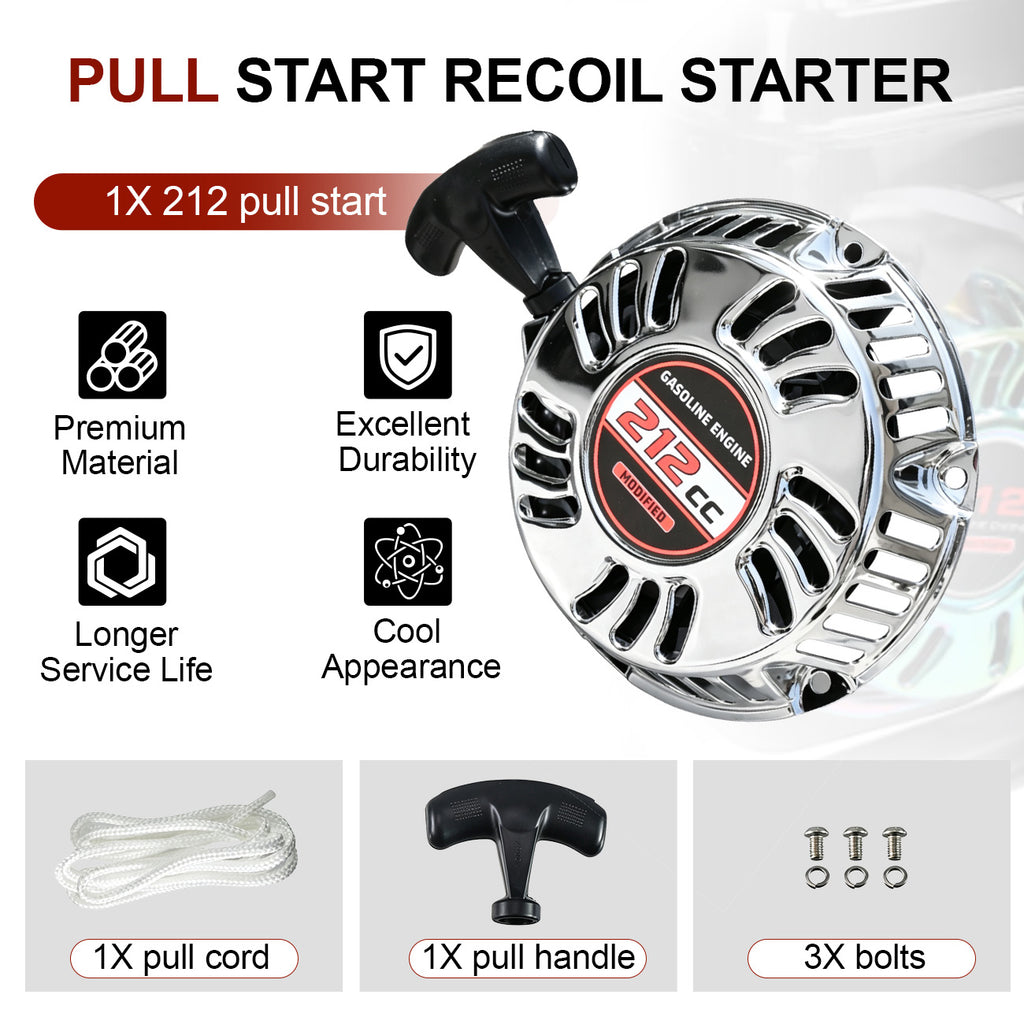Upgrade Pull Start Recoil Starter for Predator 212cc Silver