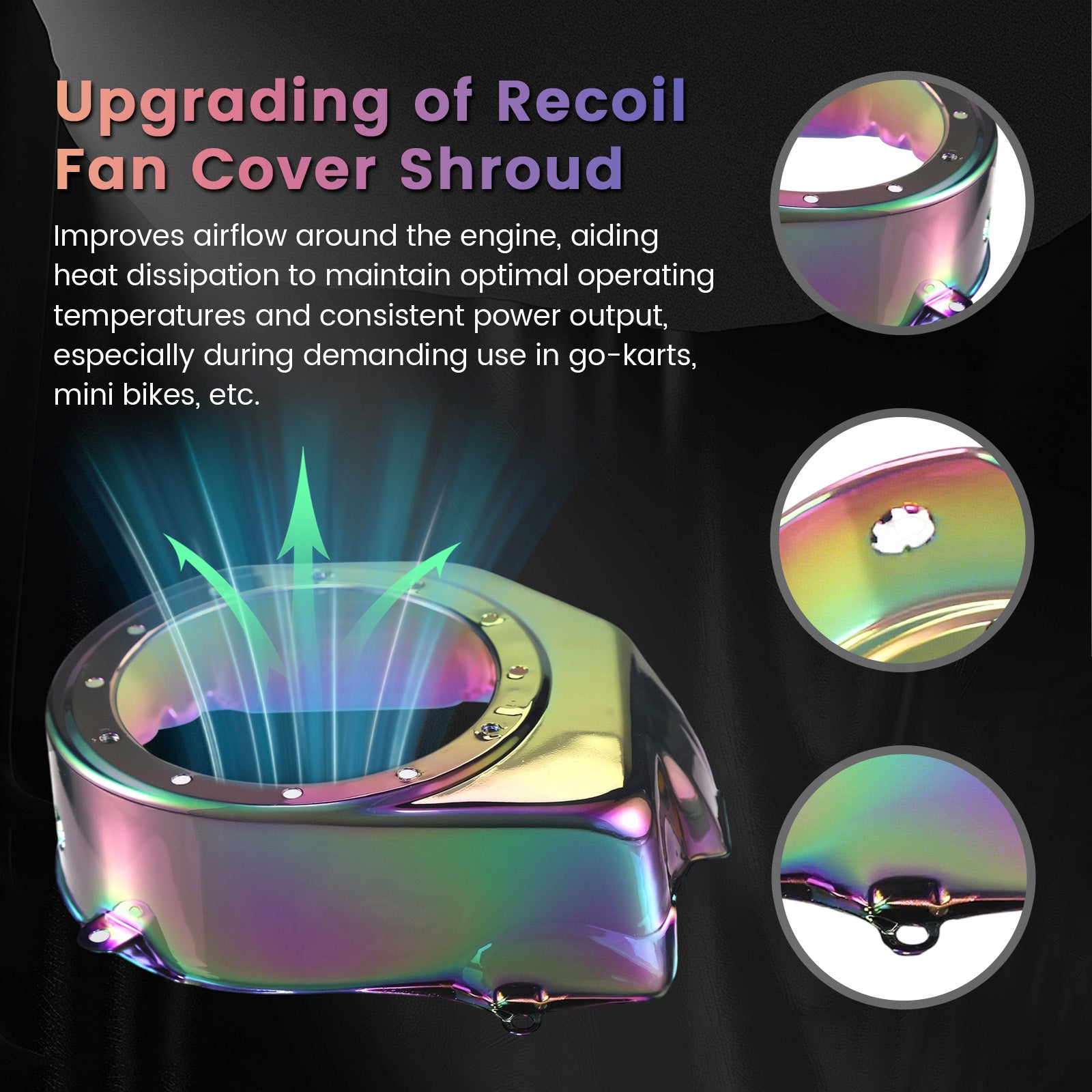 Recoil Fan Cover For Predator 212cc For Honda GX160 GX200 For Coleman CT200U BT200X For Tillotson Hisun Clone 196cc Engine For KT196 Go Kart Mini Bike Colorful