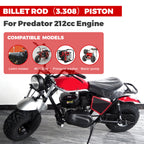 Billet Rod（3.308） Kit 70mm Ceramic Coated Flat Top Piston .550 for the Harbor Freight Predator 212cc Hemi and Non-Hemi versions Engine.