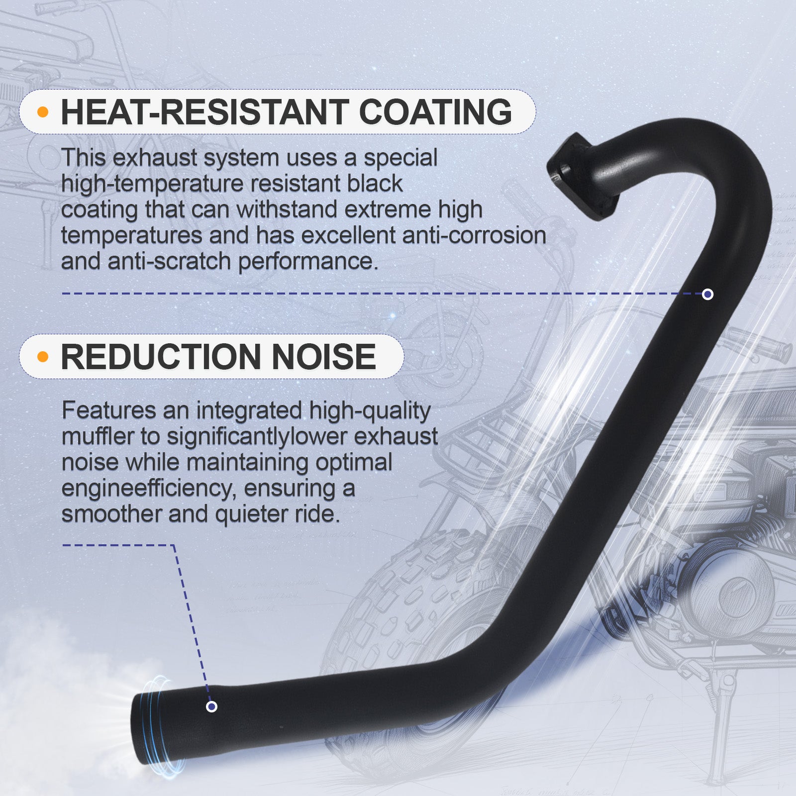 212cc Upgrade Exhaust Pipe with Muffler Kit for Predator 196cc 224cc 6.5hp for Coleman CT200U BT200X CT200U-EX Mini Bike Go Kart Black