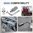 Exhaust With Muffler For Predator 212cc 196cc 6.5HP for Honda GX160 GX200 for Coleman CT200U BT200X CT200u-ex Mini Bike Go Kart part sliver