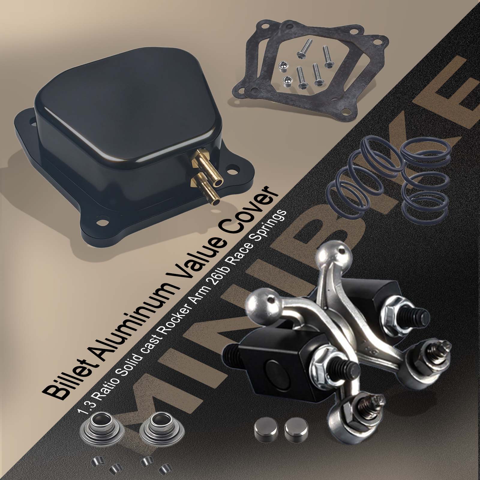 1.3 Ratio Solid cast Racing Shaft Rocker Arm set with billet value cover 26lb race springs for Predator 196cc 212cc 224cc Non Hemi for Honda GX160 GX200 Engine MiniBike Performance Parts