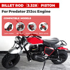 Billet Rod（3.328） Kit 70mm Ceramic Coated Flat Top Piston .550 for the Harbor Freight Predator 212cc Hemi and Non-Hemi versions Engine.