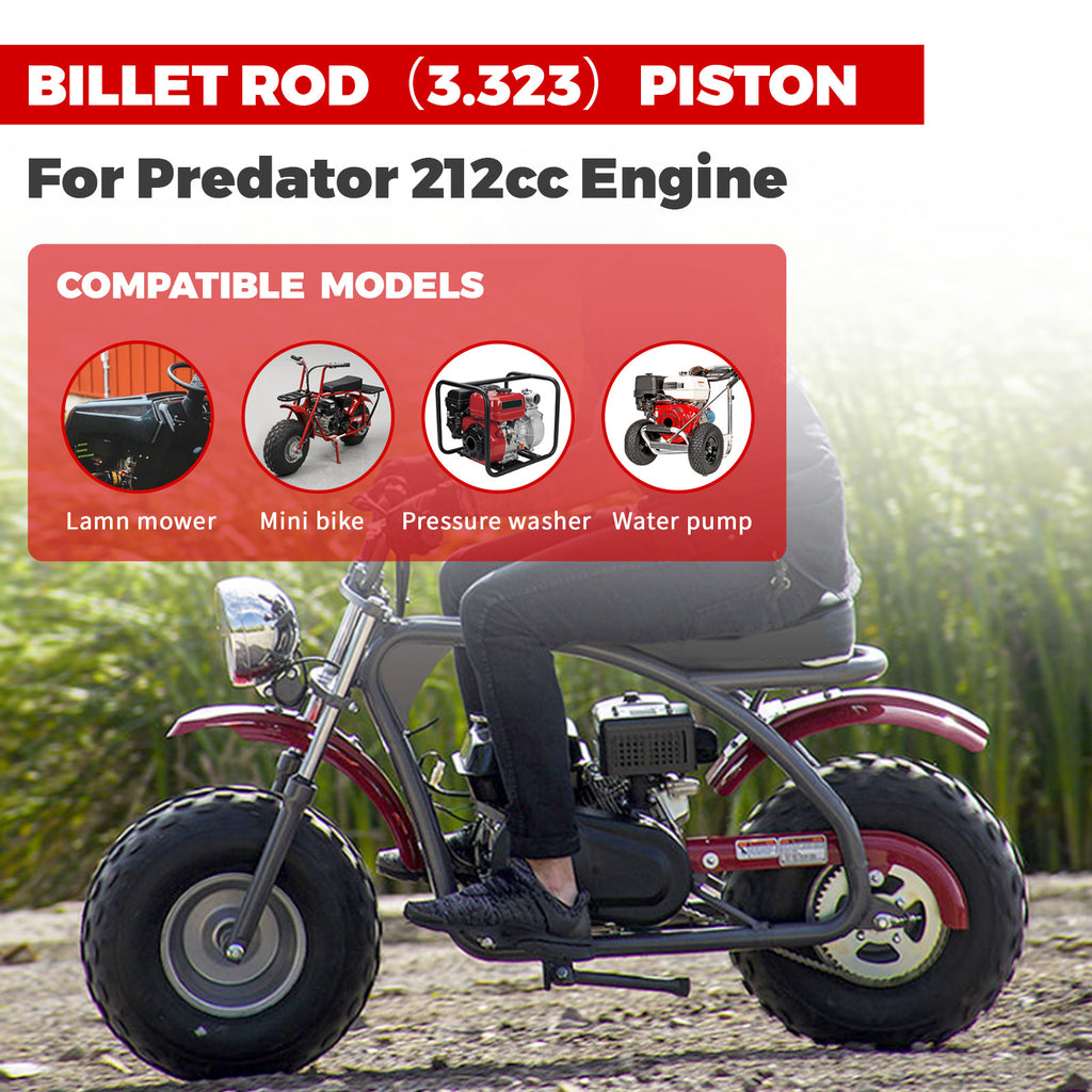Billet Rod（3.323） Kit 70mm Ceramic Coated Flat Top Piston .550 for Honda GX200 Clone Engine