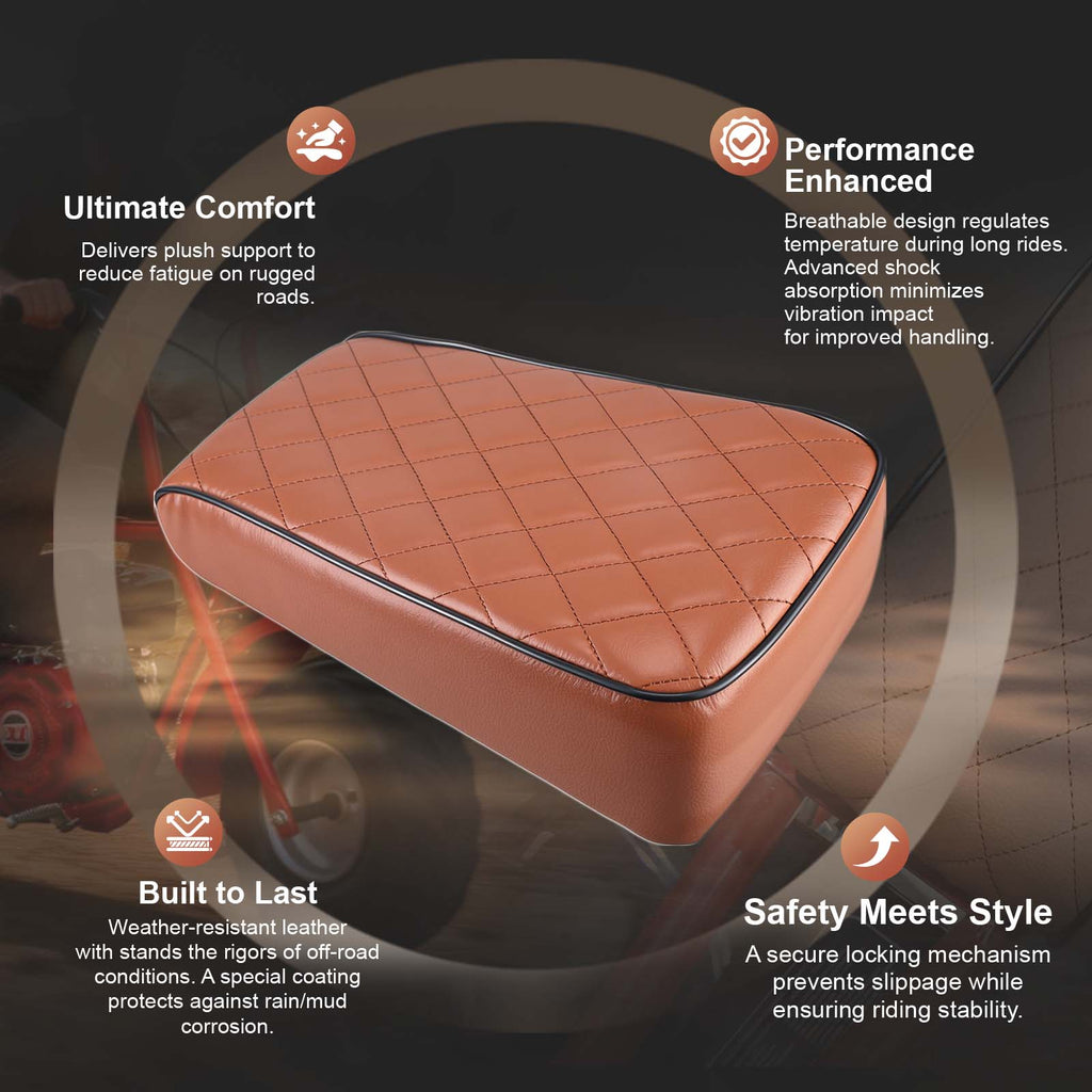 Brown Diamond-Stitch Mini Bike Seat CT100U 79-100cc