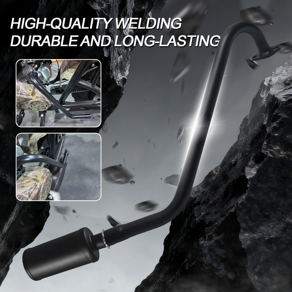212cc Long Exhaust Pipe with Muffler Fit for Predator 224cc 196cc Mini Bike Coleman CT200U BT200X CT200U-EX Baja Warrior MB200 Axis M200 GX200 6.5hp Clone Engine KT196 Go Kart Parts