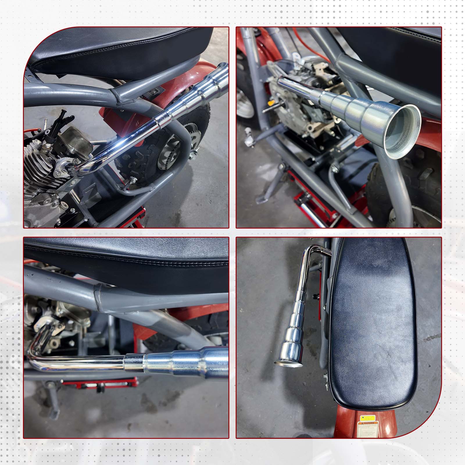 4-Stage Exhaust Header Pipe for Predator 212cc/196cc for Honda GX160/GX200 for Coleman CT200U/CT200U-EX/BT200X Go Kart & Mini Bike Sliver