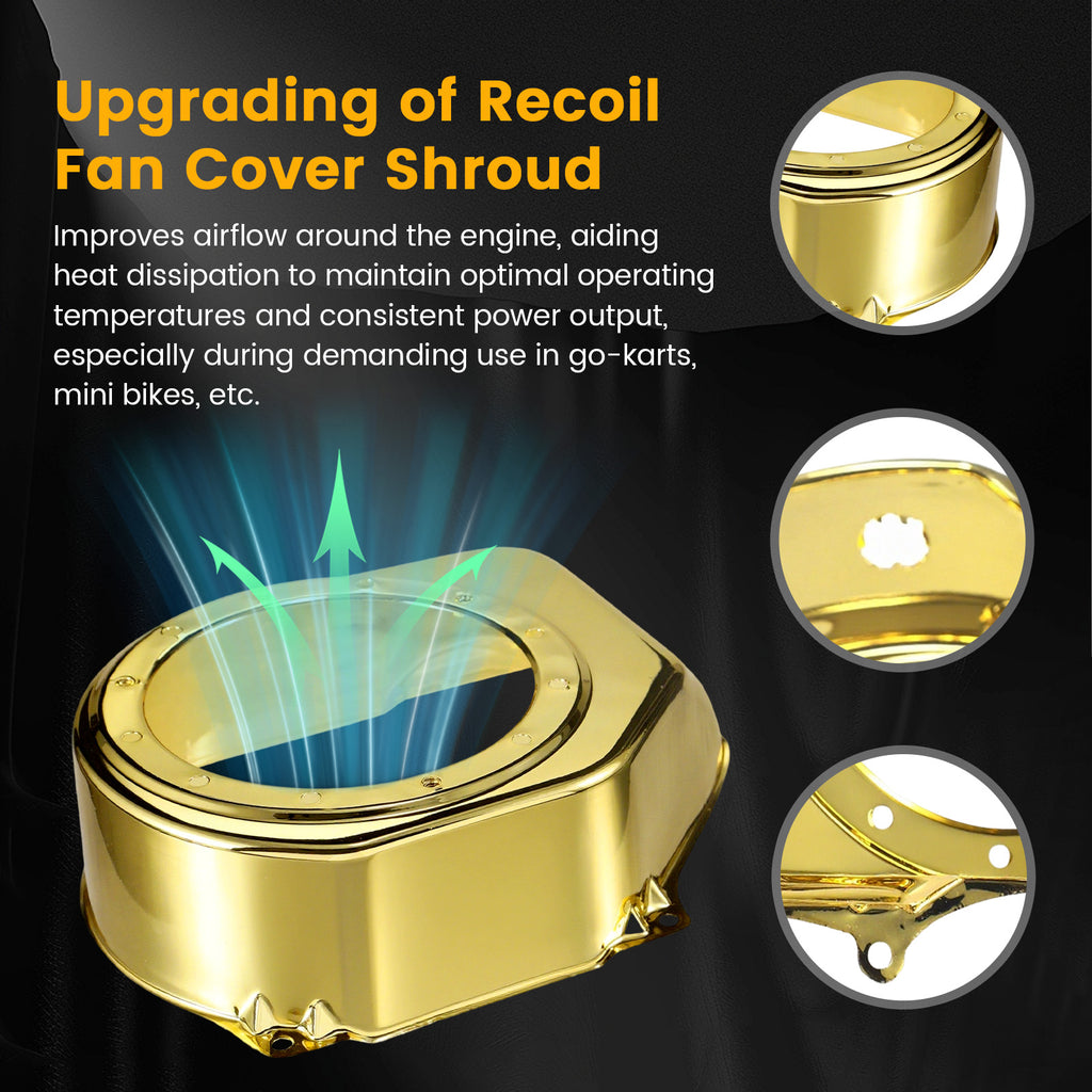 Recoil Fan Cover For Predator 212cc For Honda GX160 GX200 For Coleman CT200U BT200X For Tillotson Hisun Clone 196cc Engine For KT196 Go Kart Mini Bike Gold