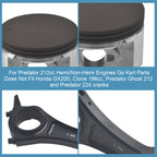 3.308" Billet Aluminum Connecting Rod With 70mm Ceramic Coated Flat Top Piston .550 Gaskets For Predator 212cc Hemi/Non-Hemi Engines Go Kart Parts