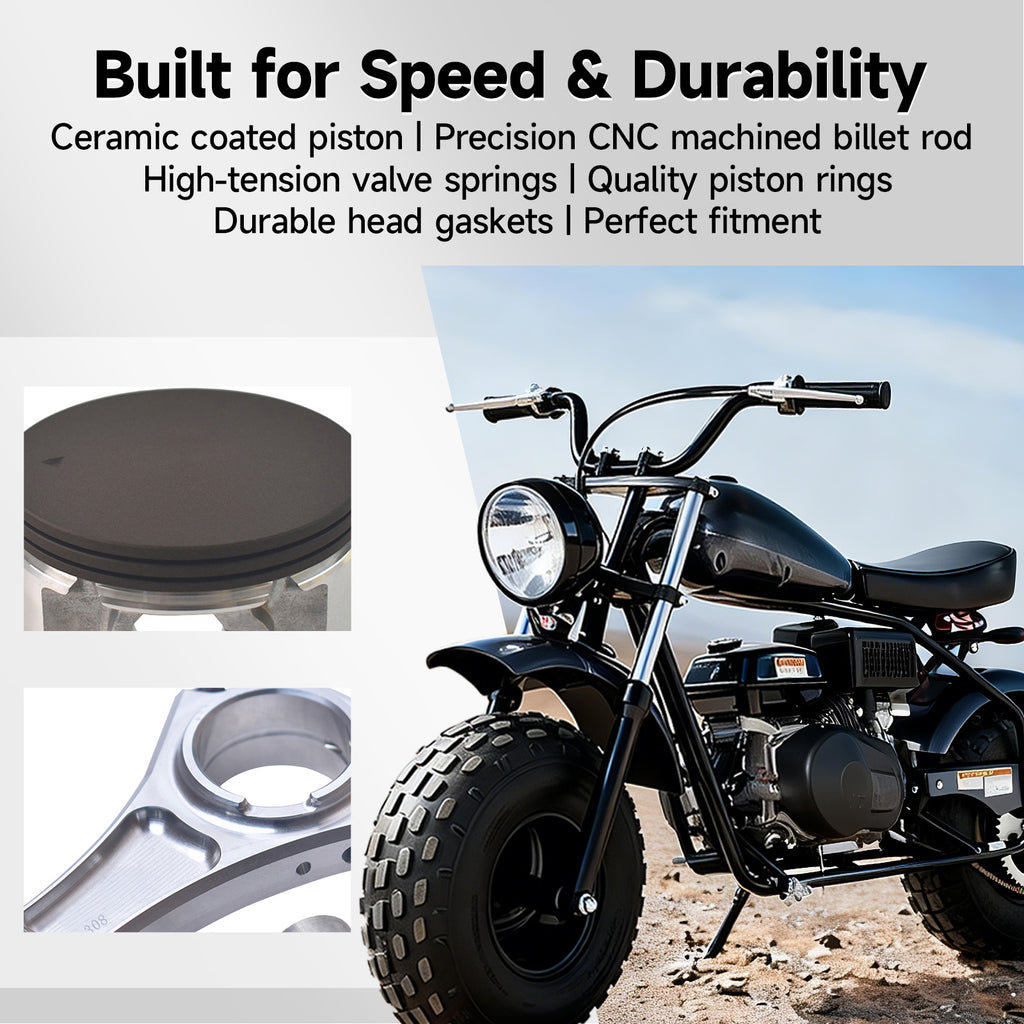 Billet Rod（3.308）70mm Ceramic Coated Flat Top Piston .550 with 18lb Valve Spring Kit for the Harbor Freight Predator 212cc Hemi and Non-Hemi versions Engine Minibike Go Kart Cart